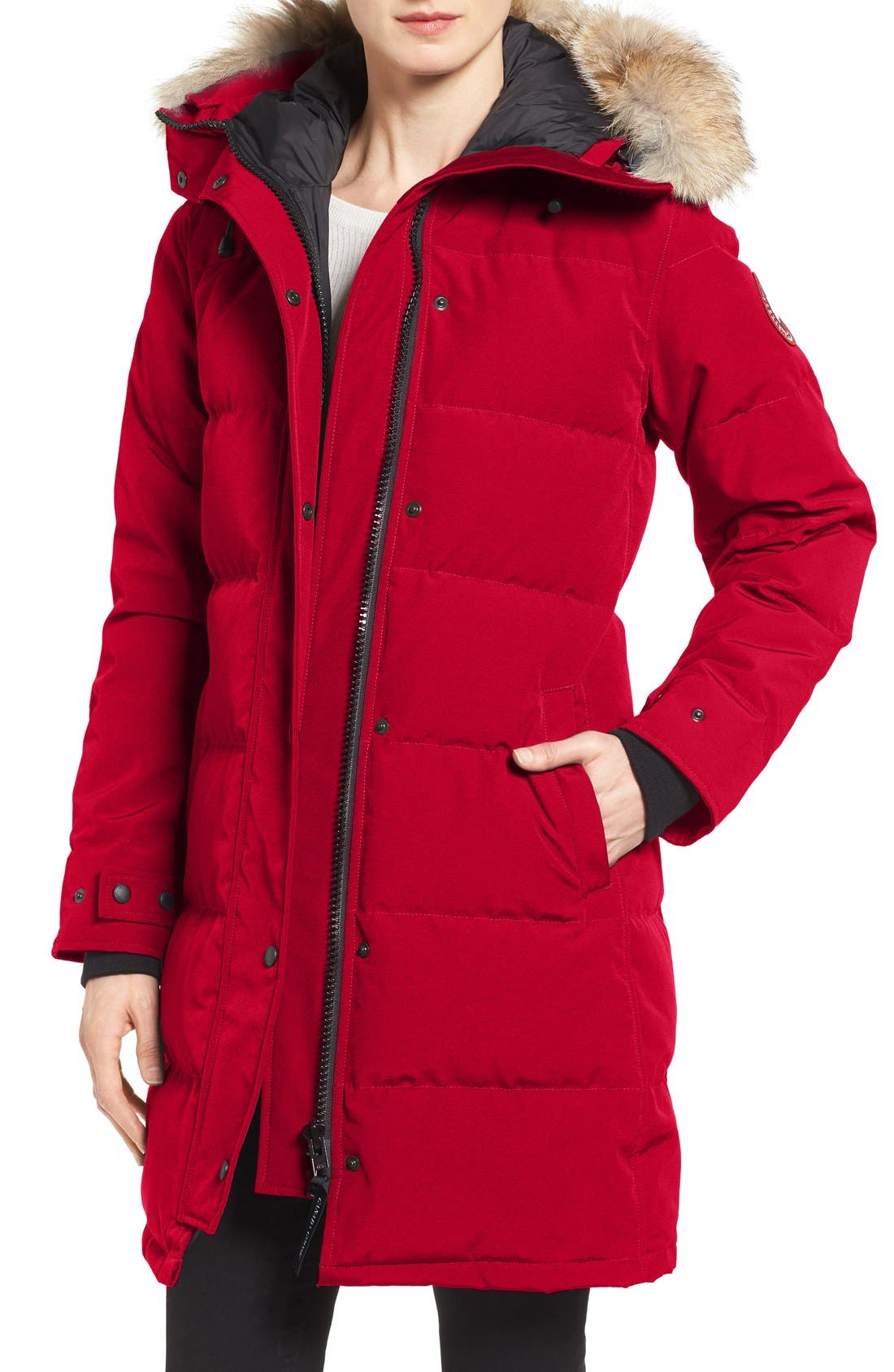 Canada Goose Shelburne Genuine Coyote Fur Trim Down Parka, (000-00) - Red