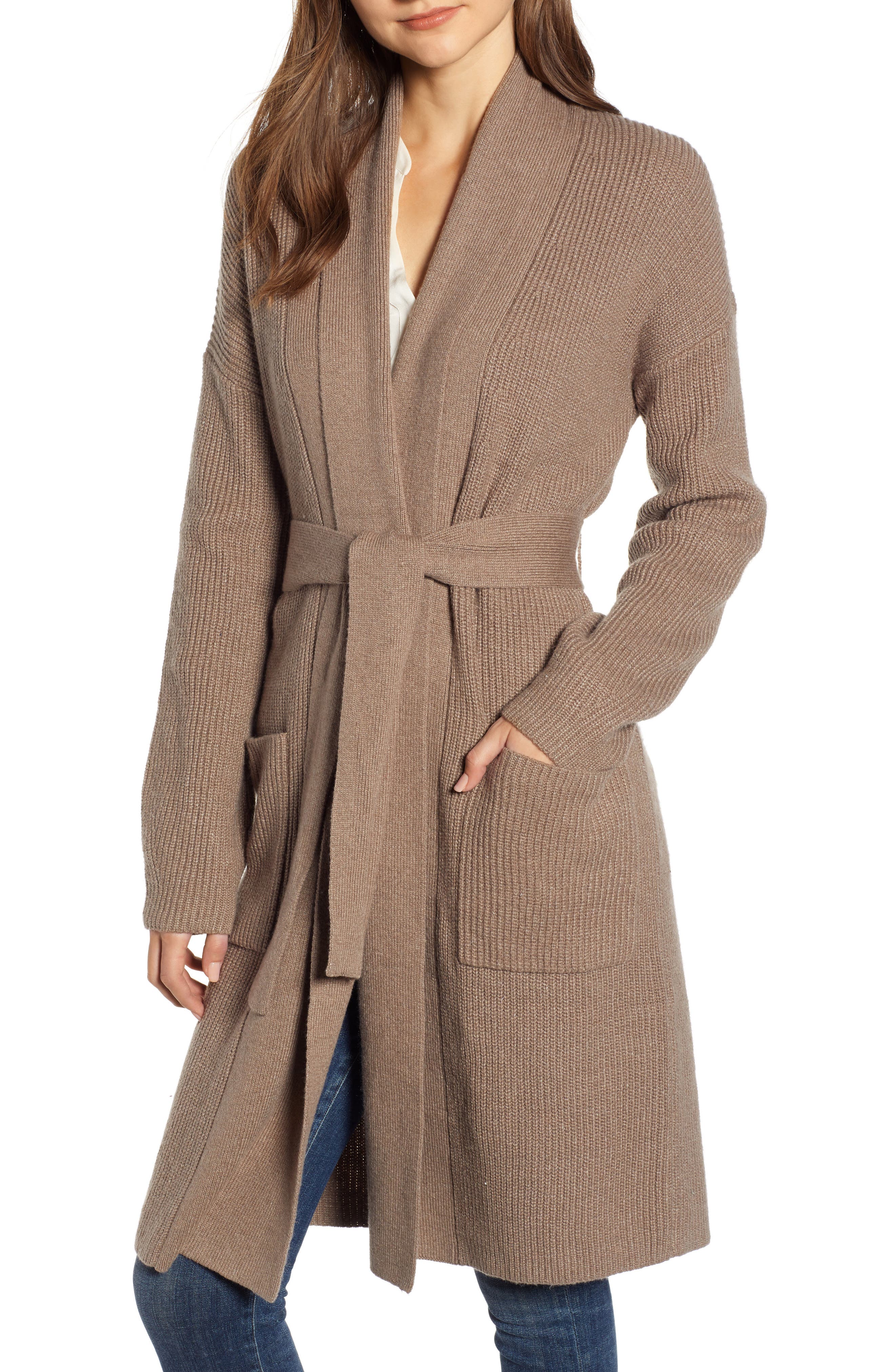 Chelsea28 Belted Cardigan, Brown