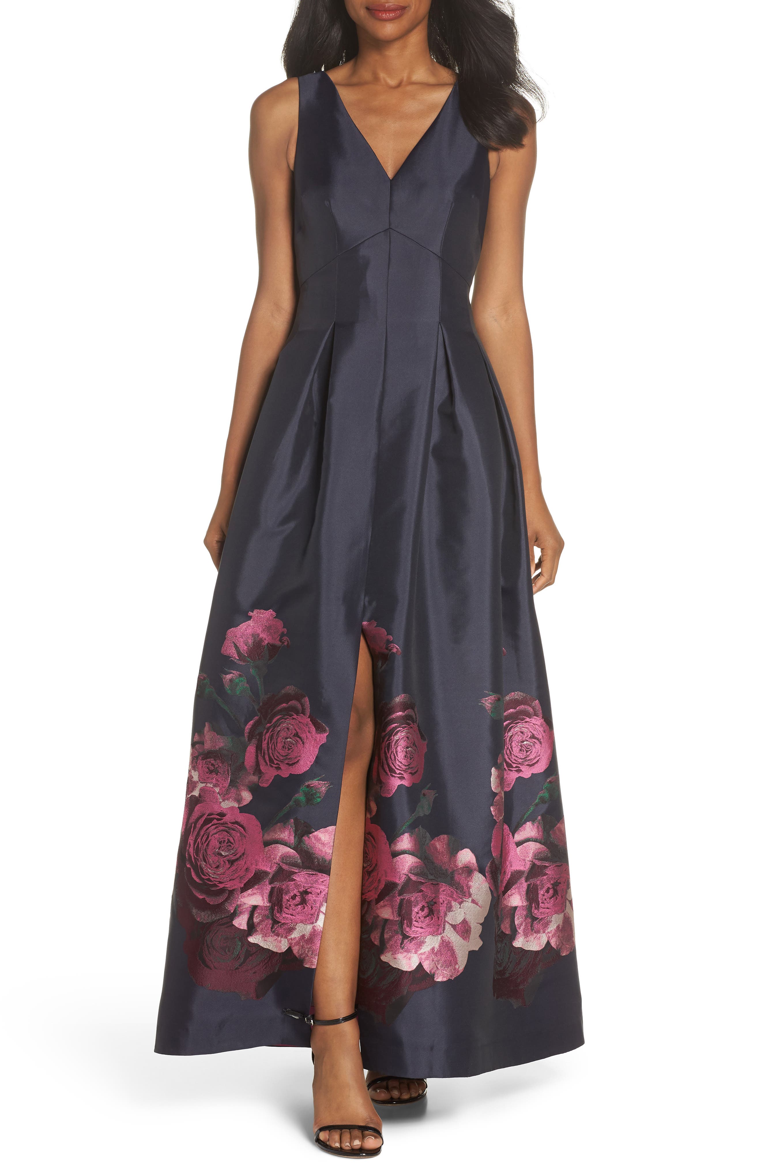 Eliza J Floral Taffeta Gown