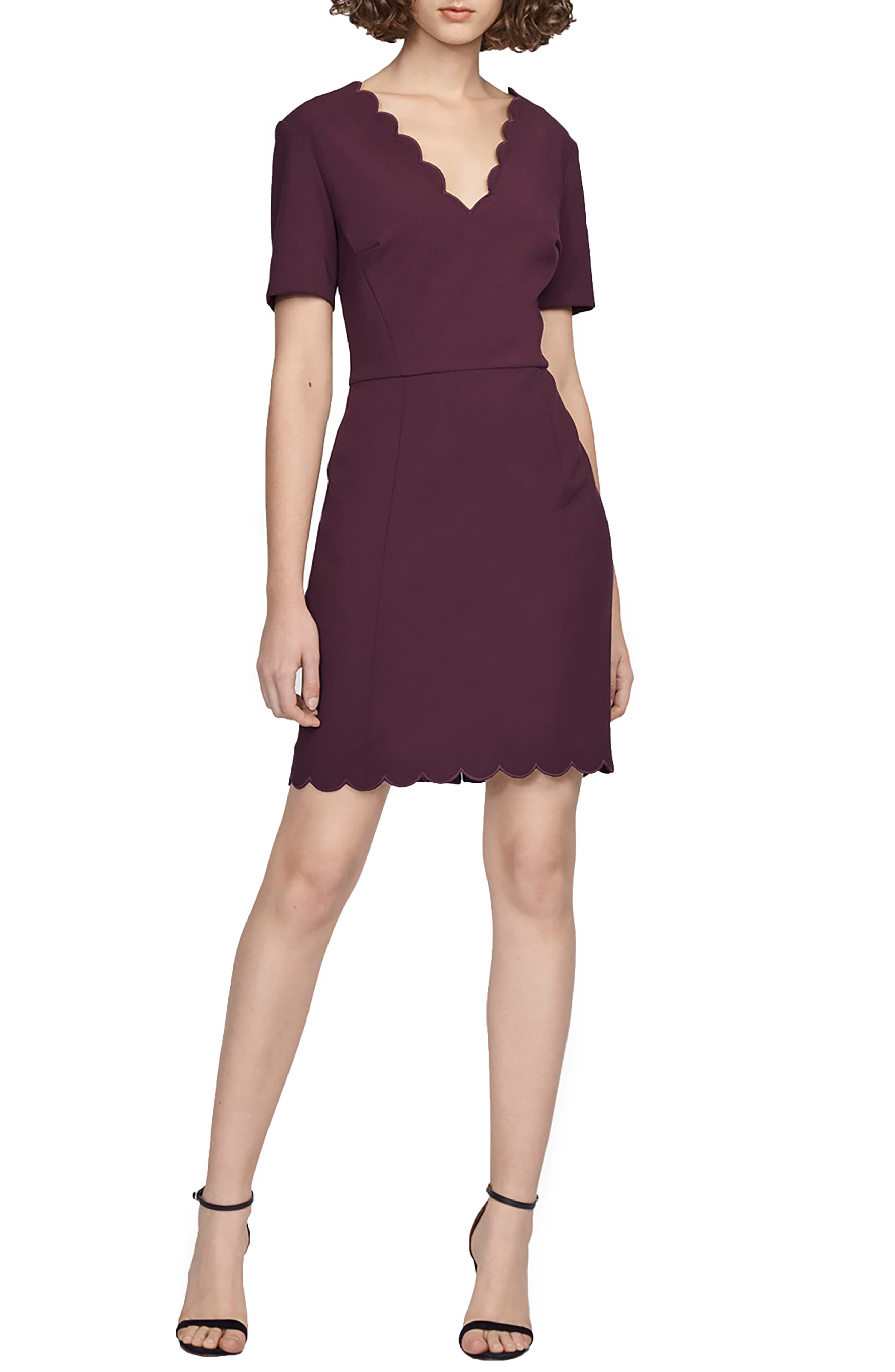 French Connection Lula Scallop Detail Minidress, Red