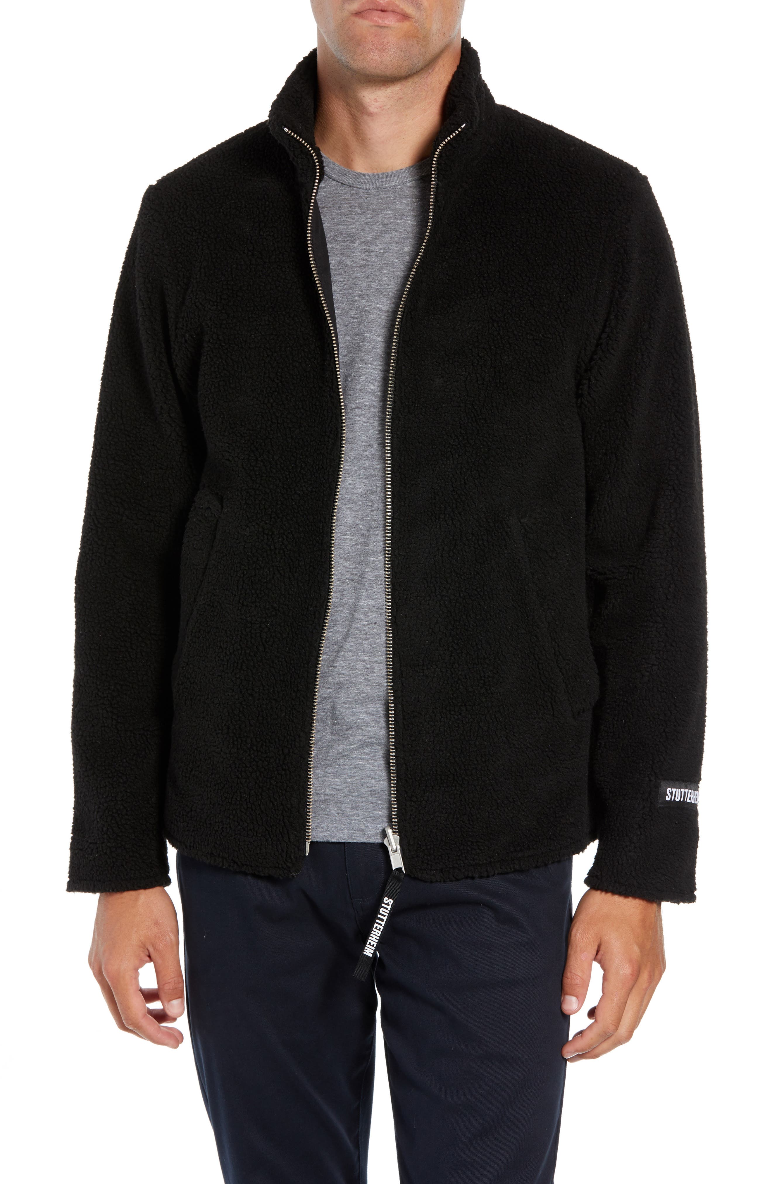 Stutterheim Varby Reversible Fleece Jacket, Black