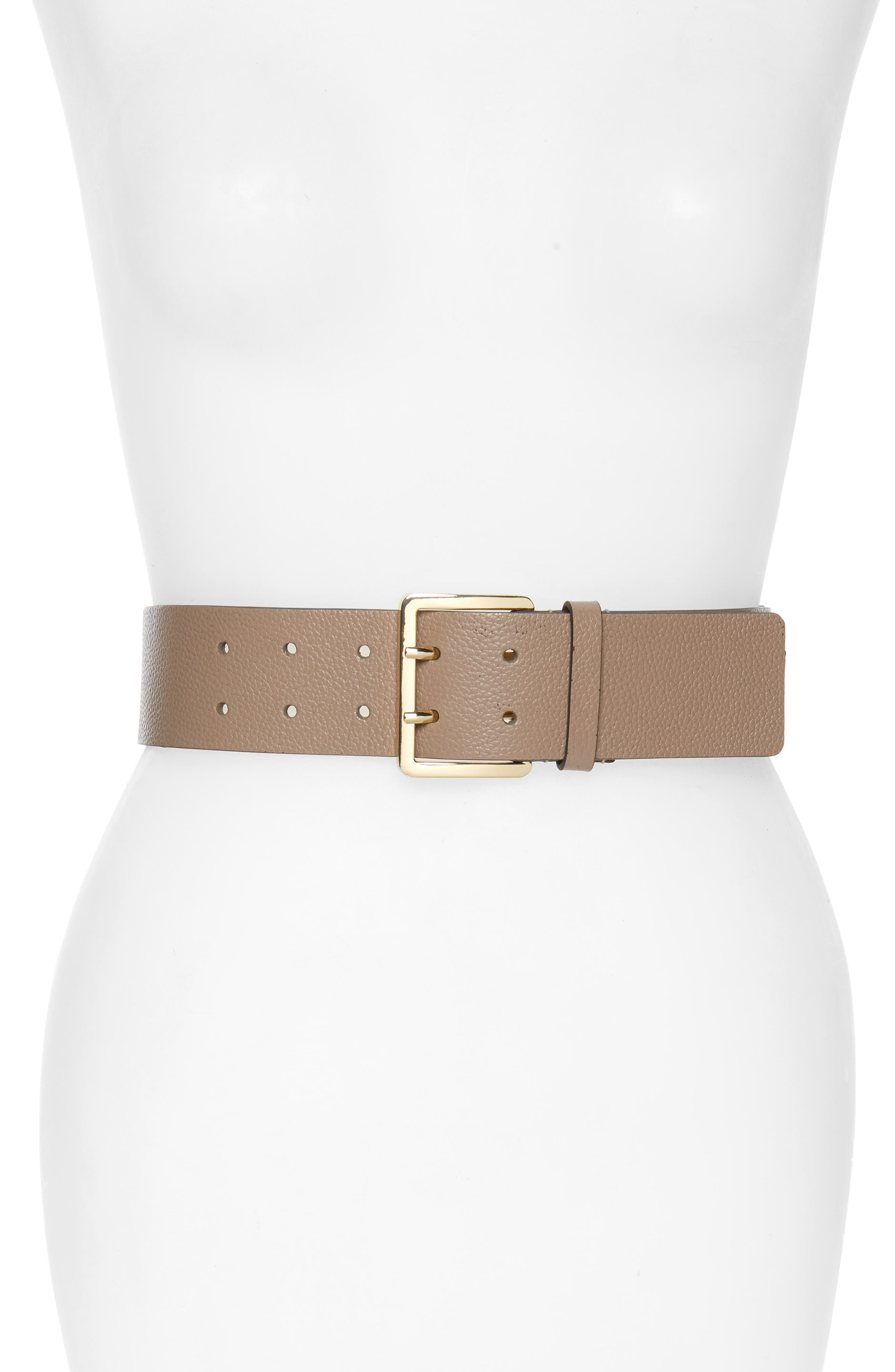 Michael Michael Kors Suede Fringe Leather Belt, Truffle/ Light Pol Gold