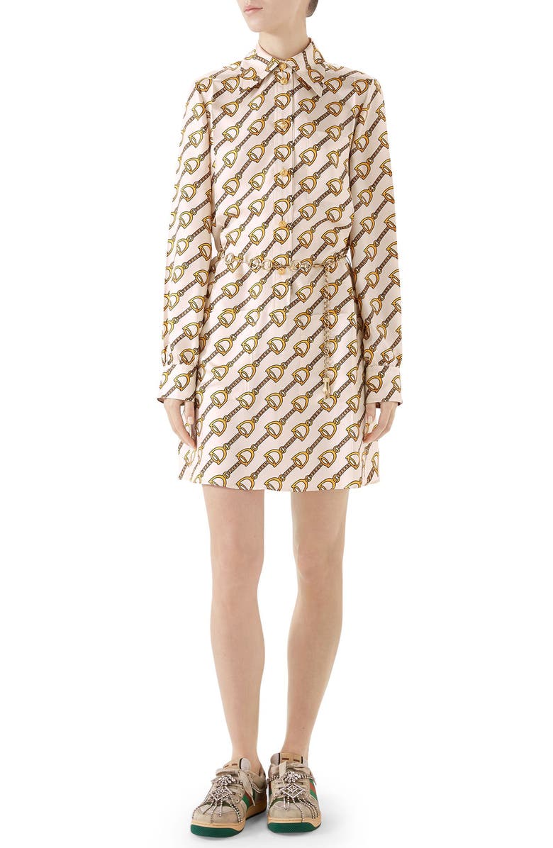 Gucci Stirrups Print Silk Twill Dress | Nordstrom