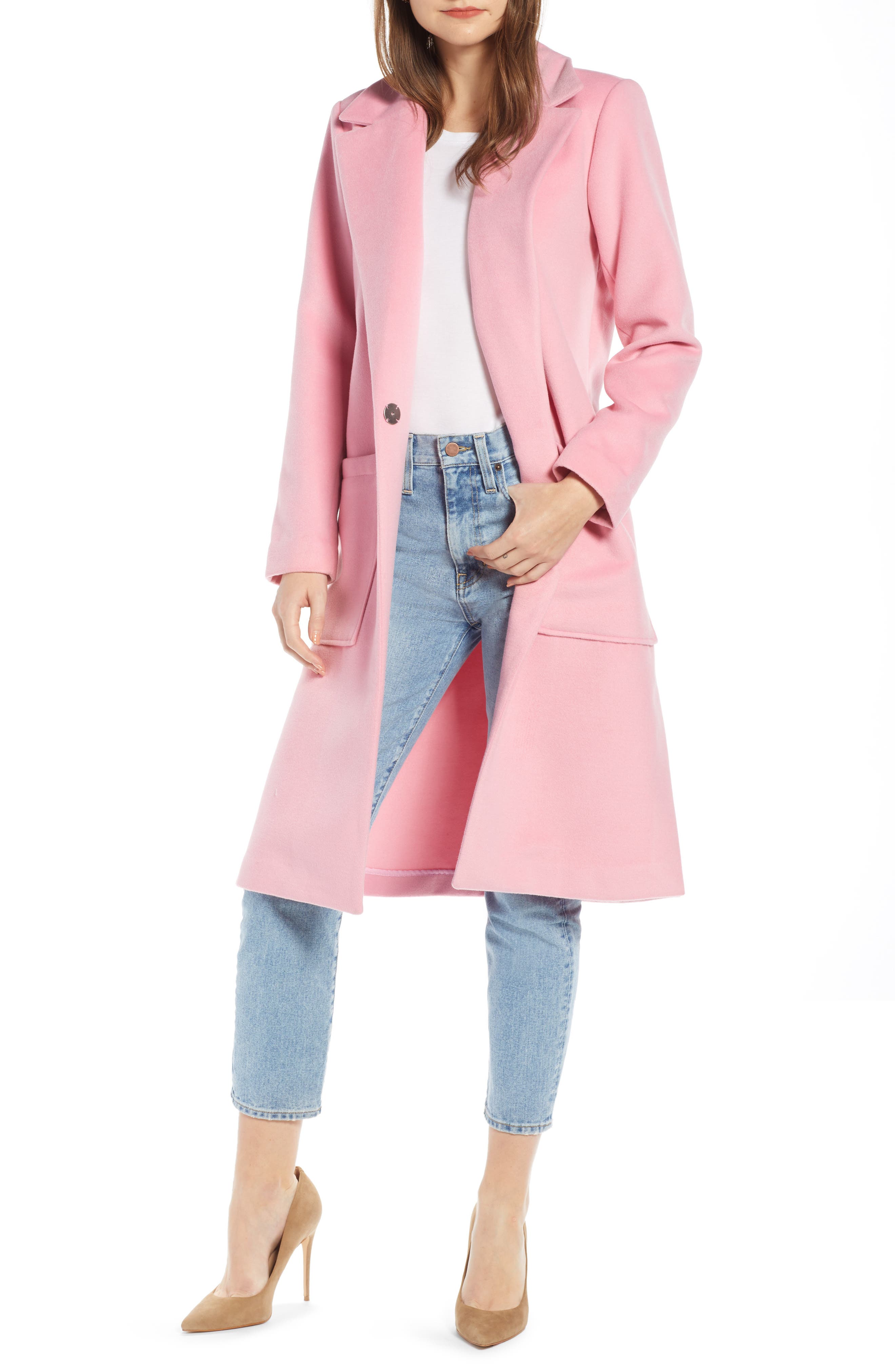 Something Navy Patch Pocket Coat, Pink
