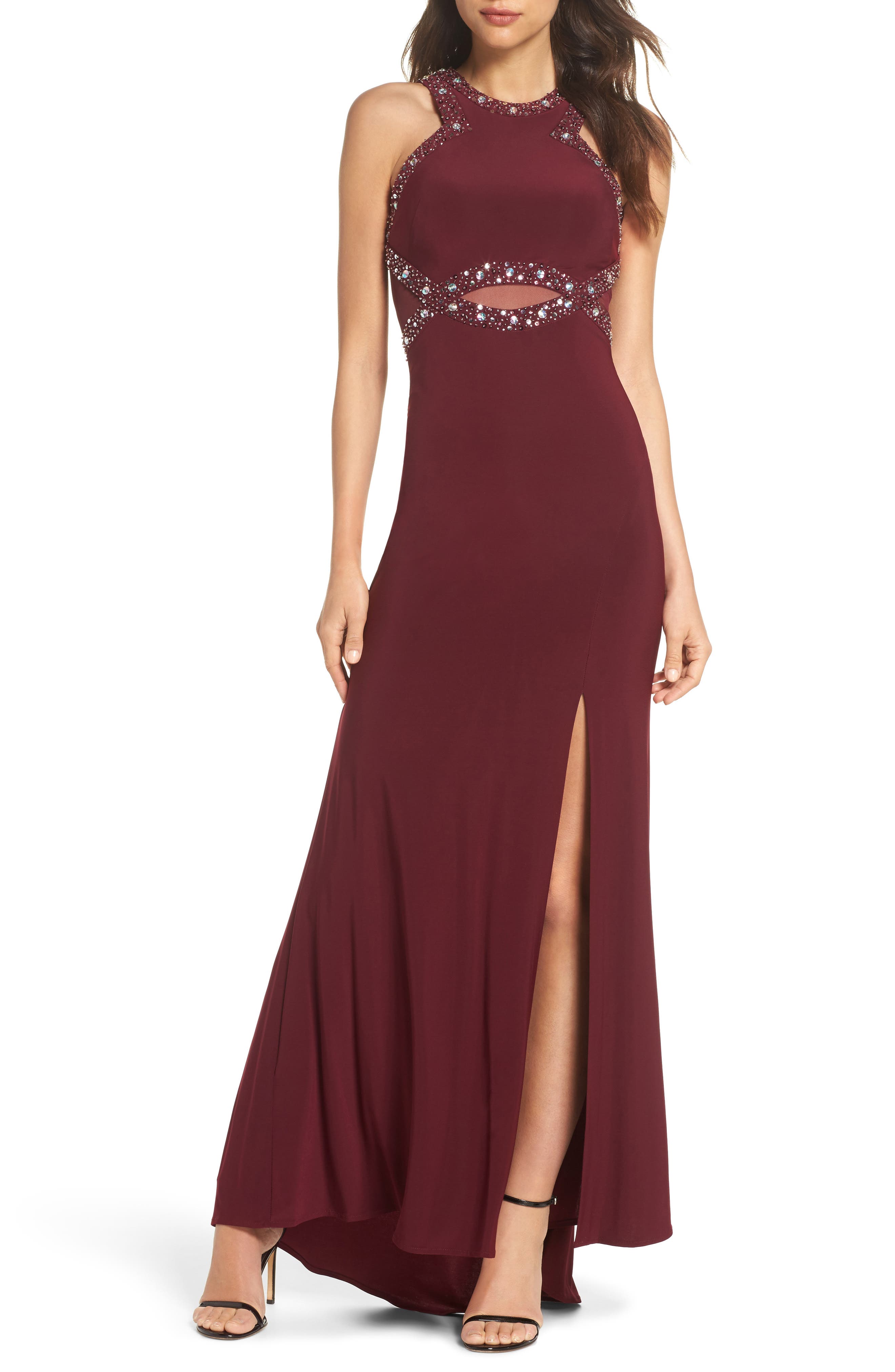Morgan & Co. Embellished Illusion Gown