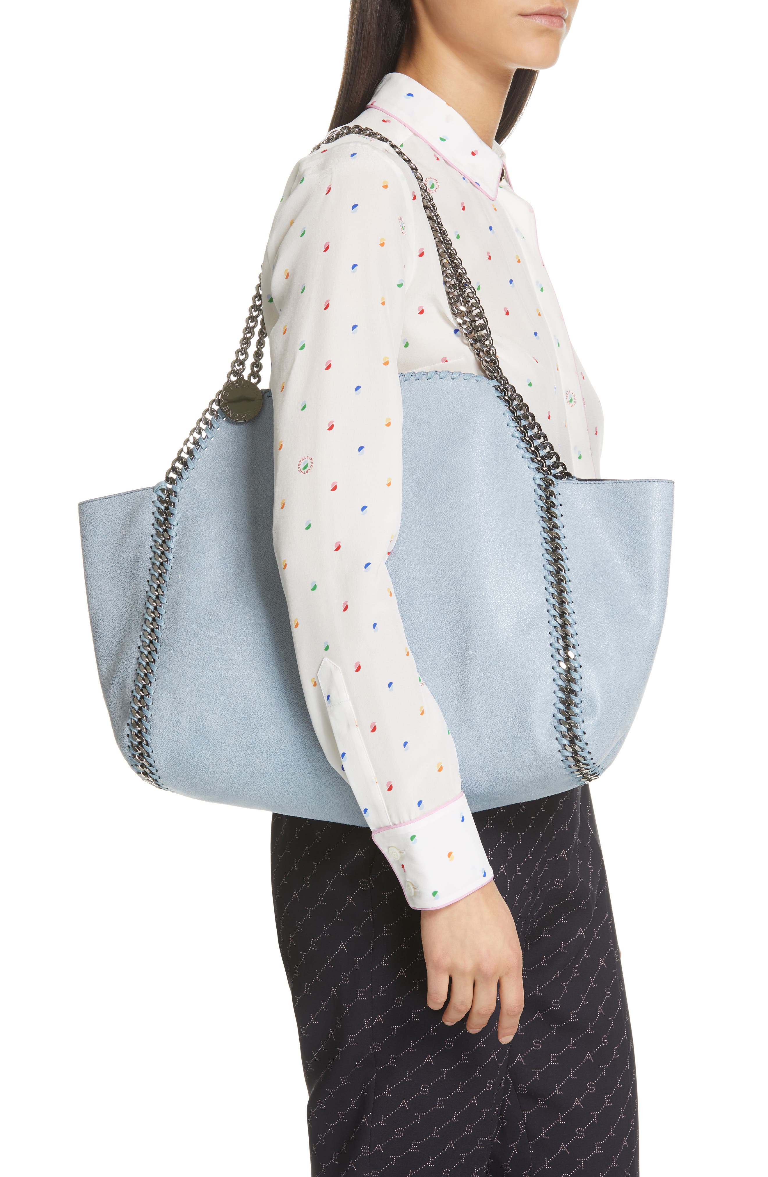 Stella Mccartney Small Oleo Deer Reversible Faux Leather Tote - Blue