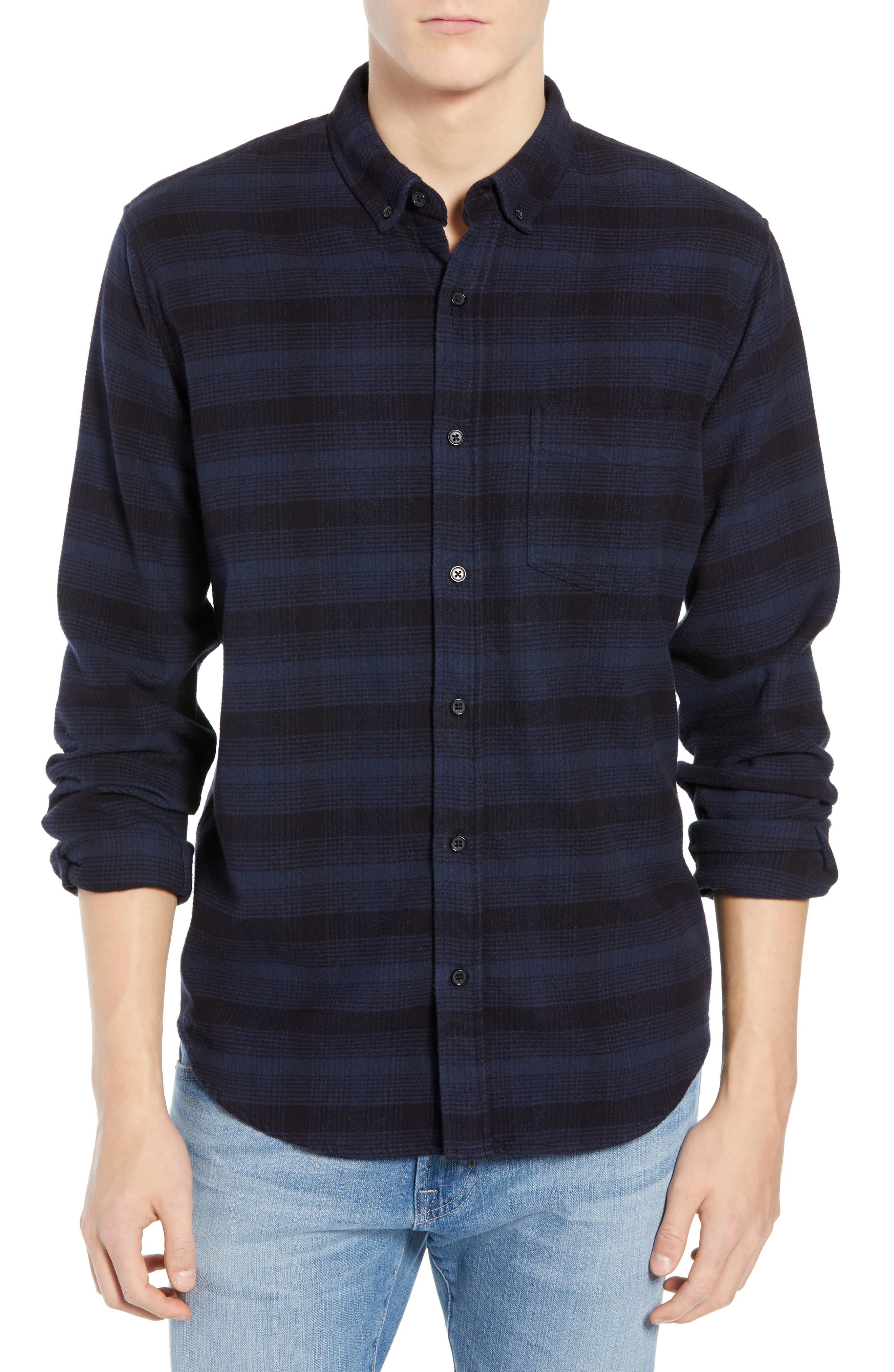 Rails Forrest Regular Fit Plaid Flannel Sport Shirt, Black