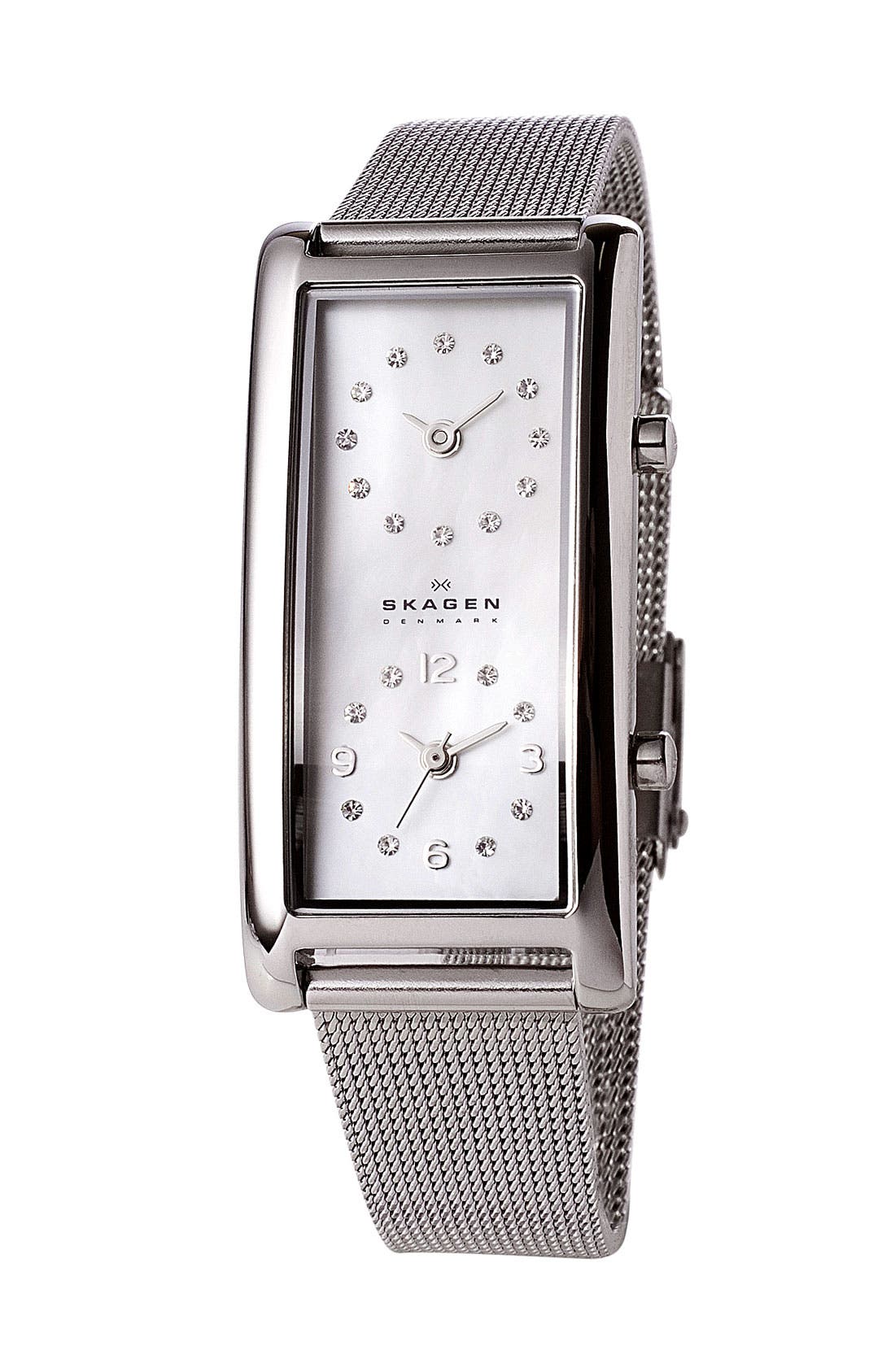 Skagen Dual Time Mesh Band Watch, 19mm x 36mm Nordstrom