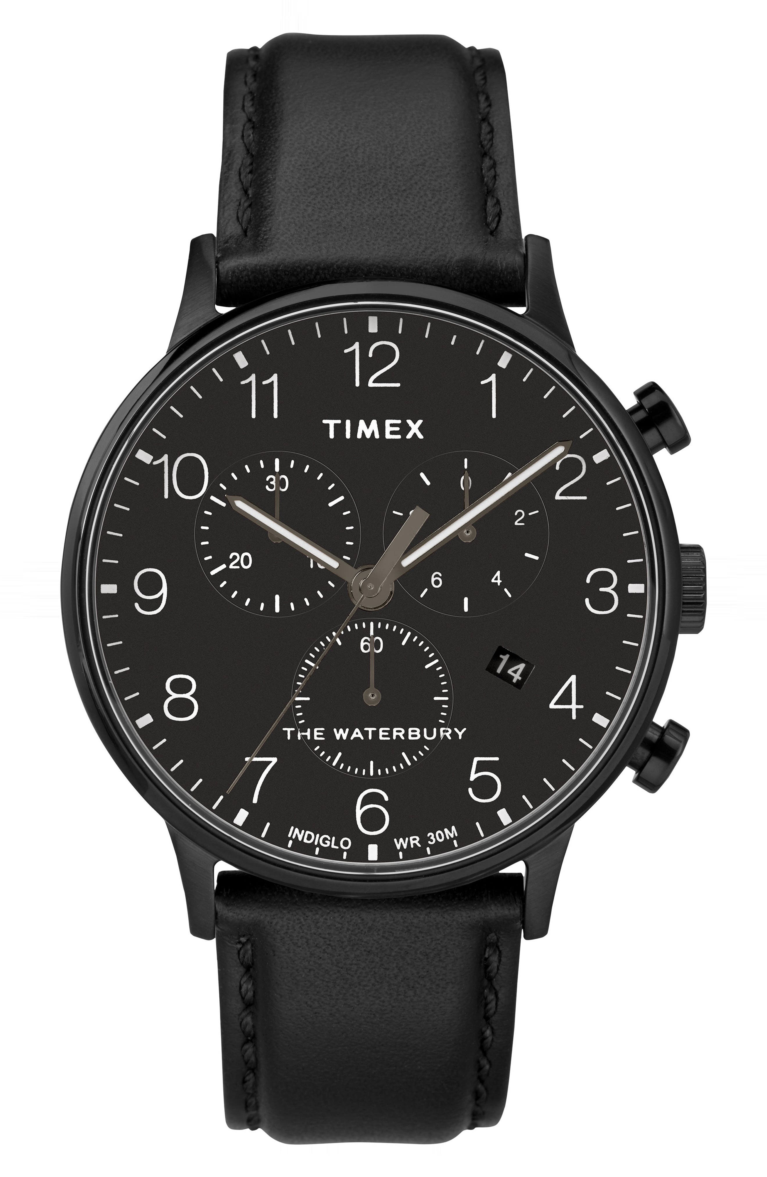 Timex Waterbury Chronograph Leather Strap Watch, 40Mm