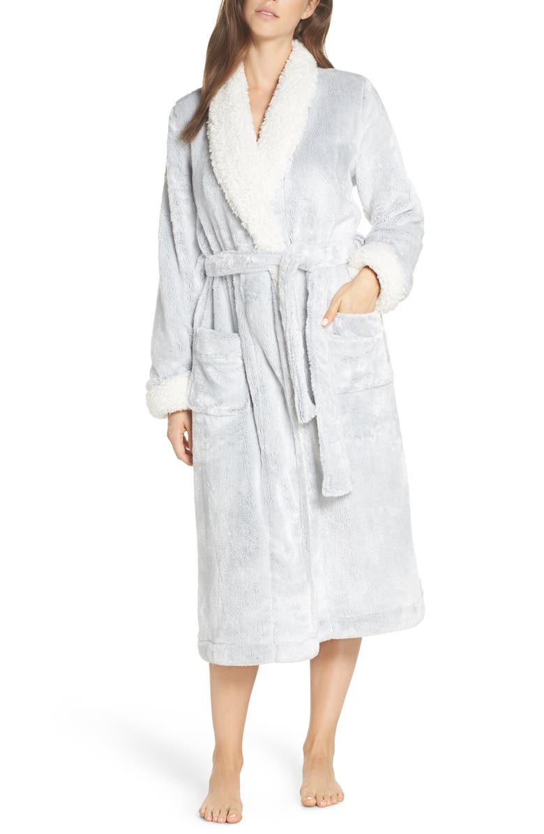 Frosted Plush Robe,                         Main,                         color, GREY PEPPER