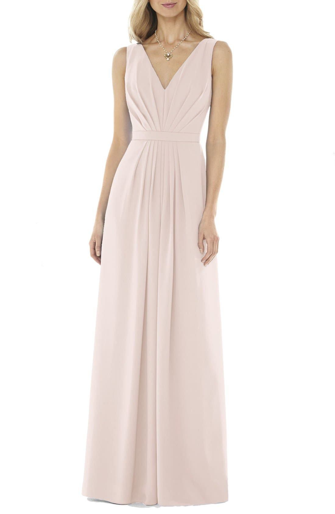 Social Bridesmaids V-Neck Georgette Gown, Pink