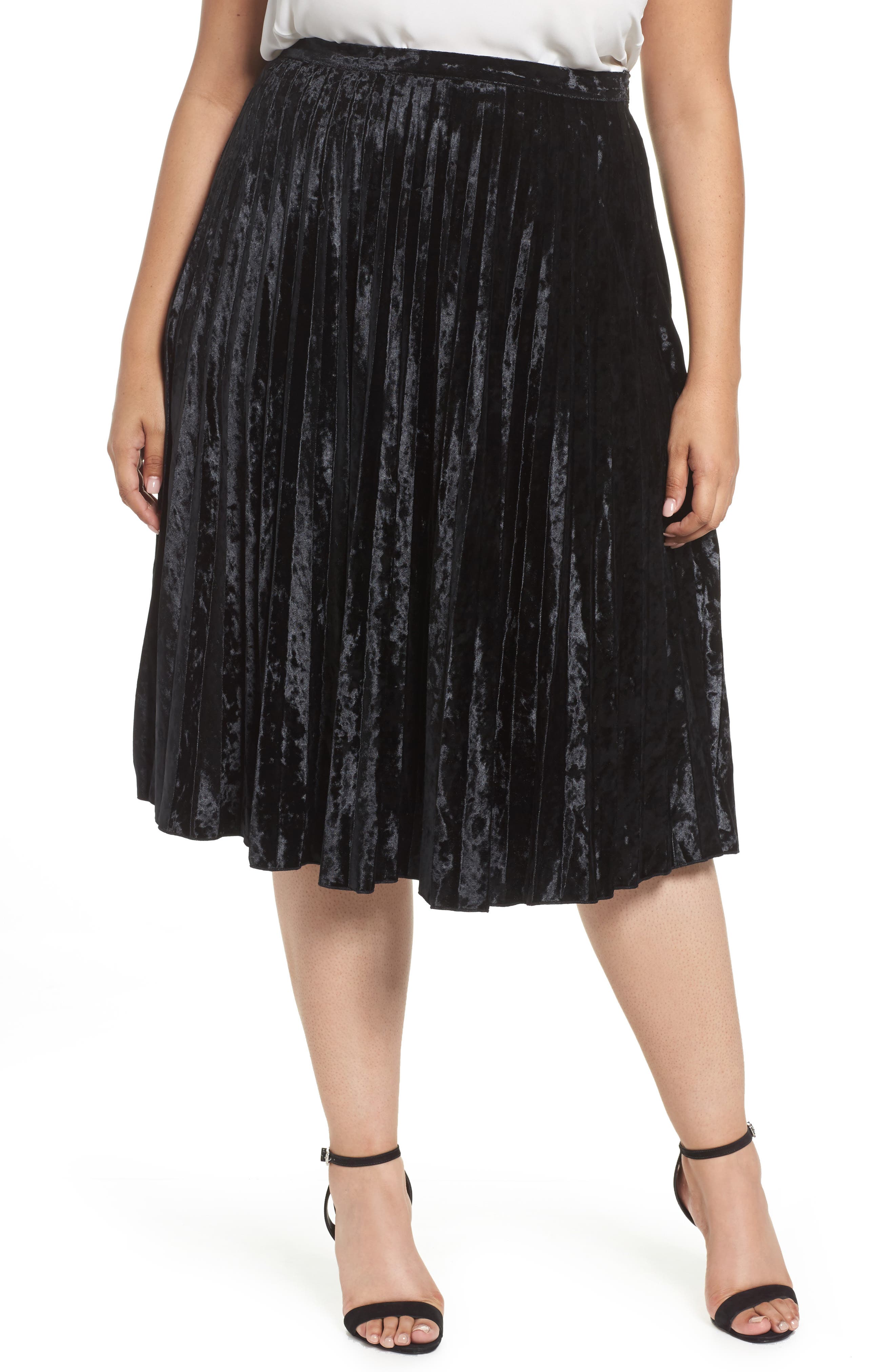 Glamorous Velvet Pleat Skirt (Plus Size) Nordstrom
