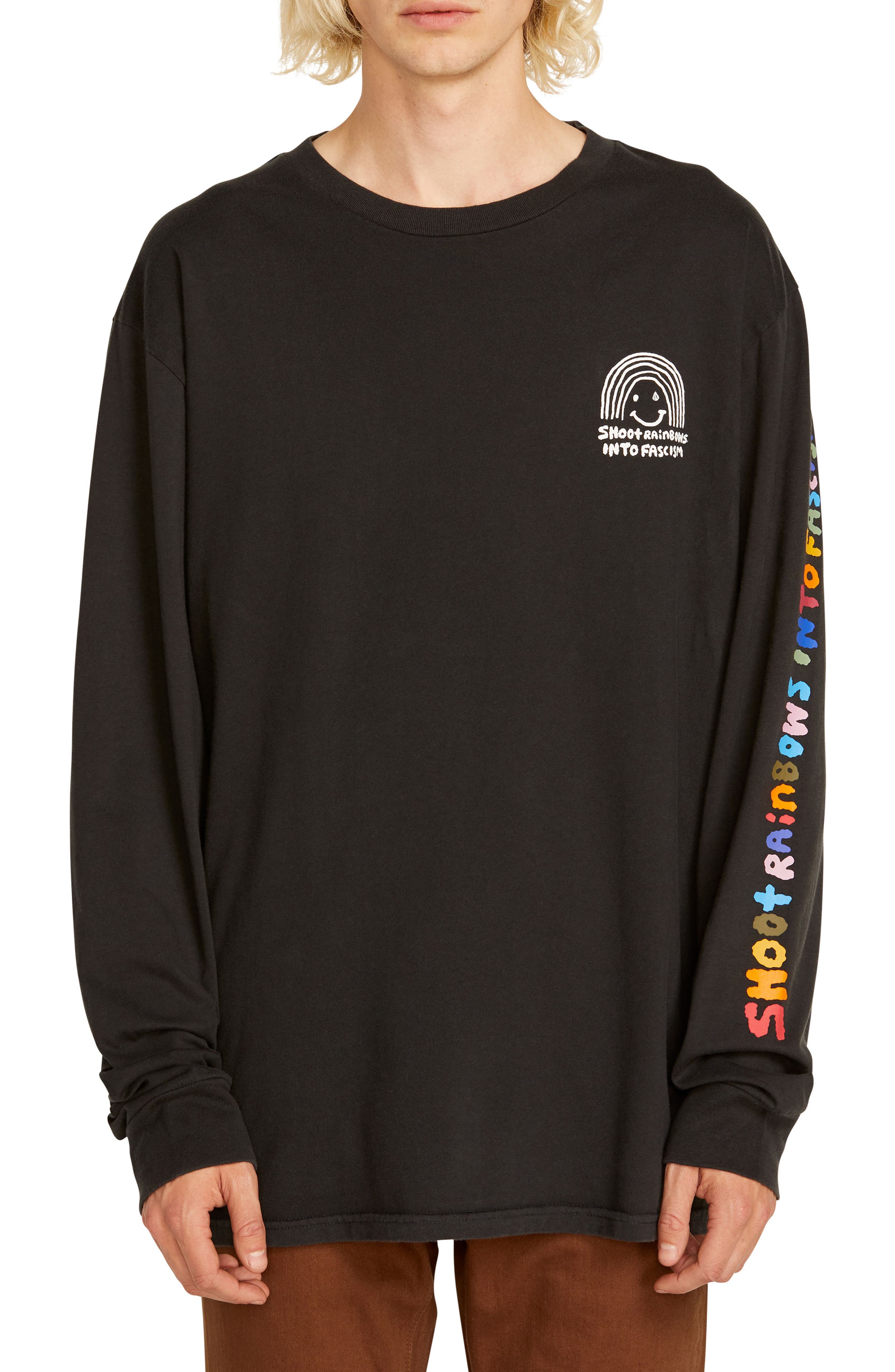 Volcom Ozzie Rainbow Long Sleeve T-Shirt, Black