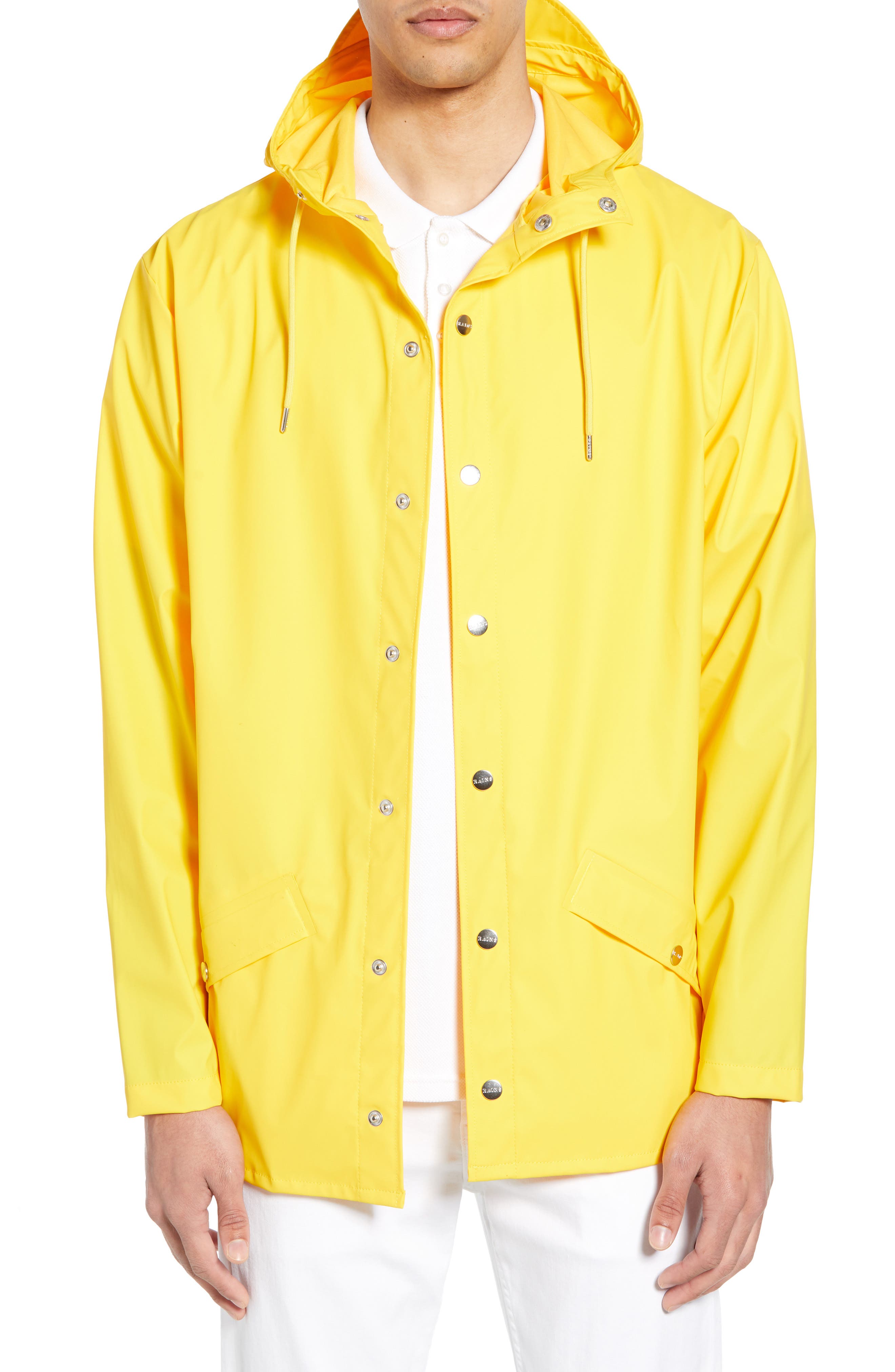 Rains Lightweight Hooded Rain Jacket, Yellow