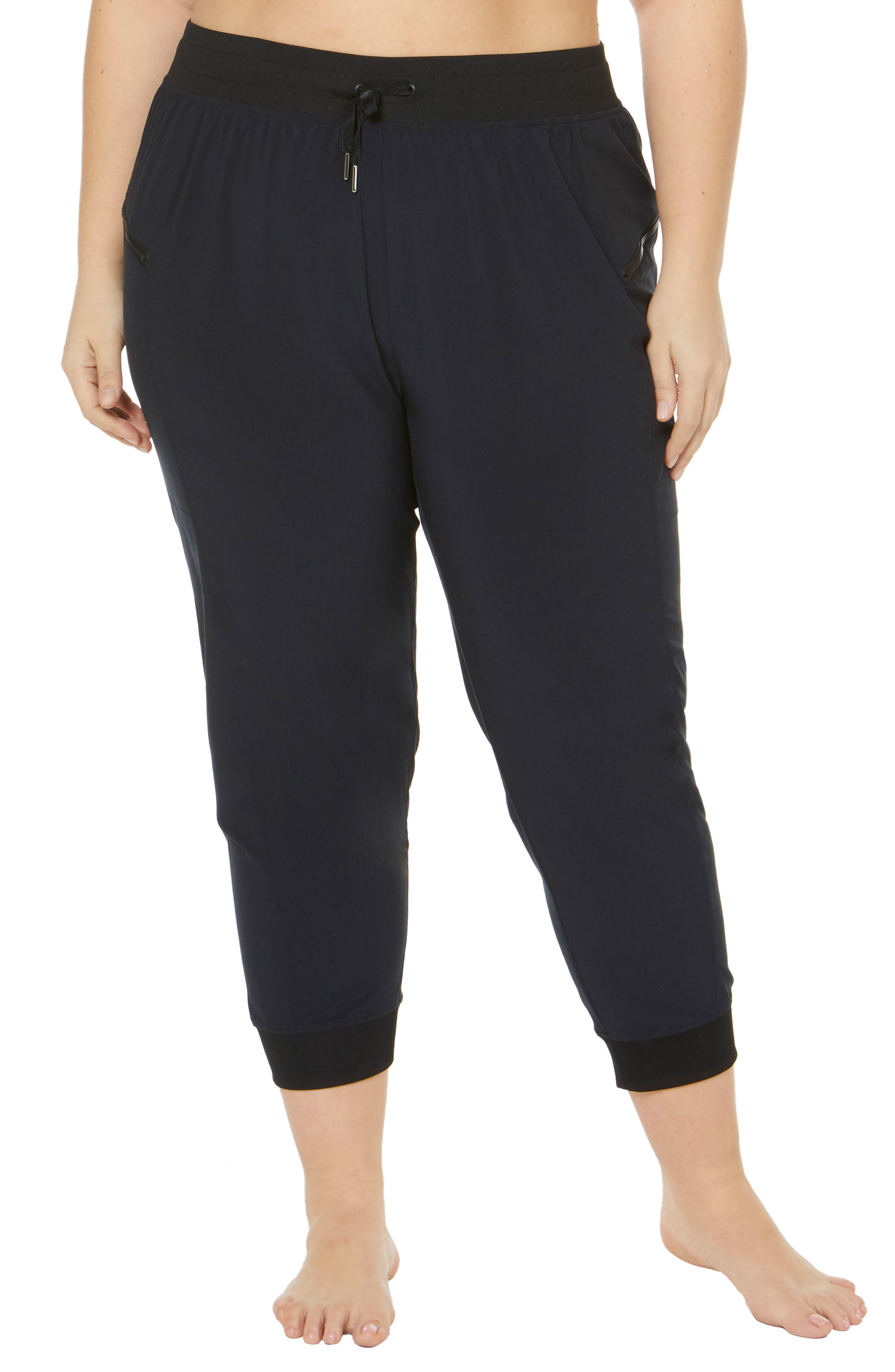 Plus Size Shape Activewear City High Rise Woven Capri Pants, Black