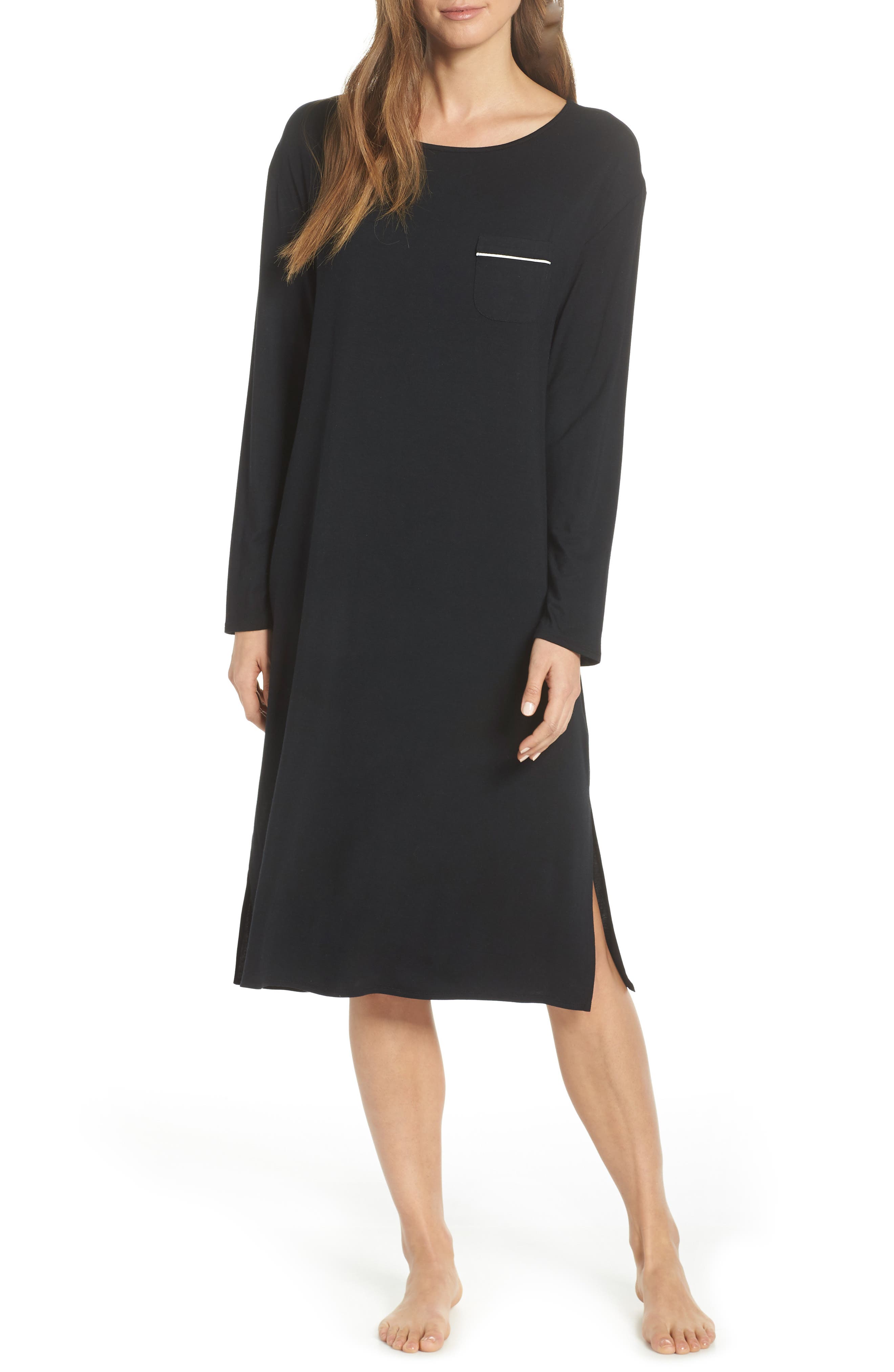 Nordstrom Lingerie Moonlight Midi Nightgown, Black