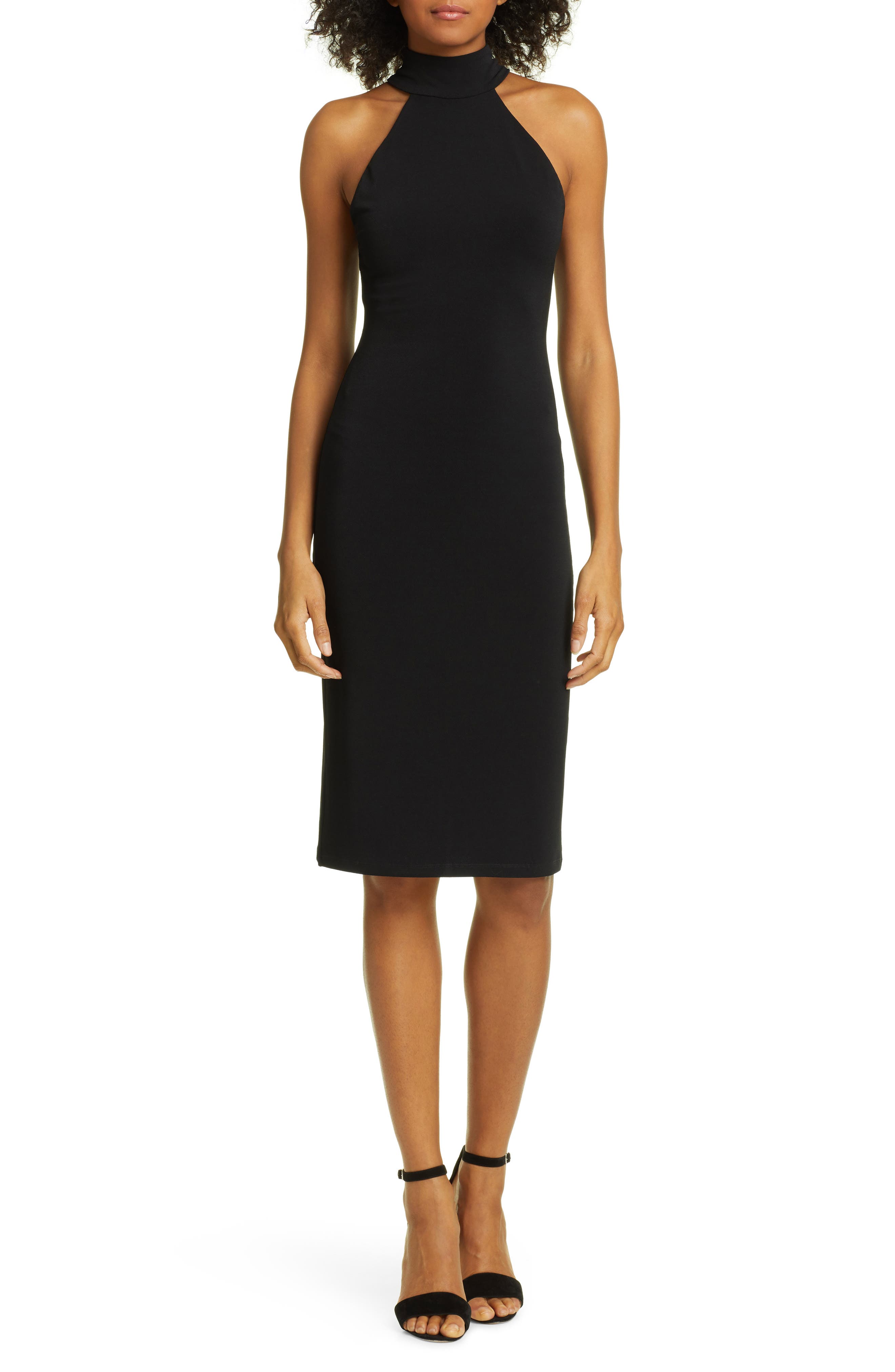 Alice + Olivia Jensen Halter Dress, Black