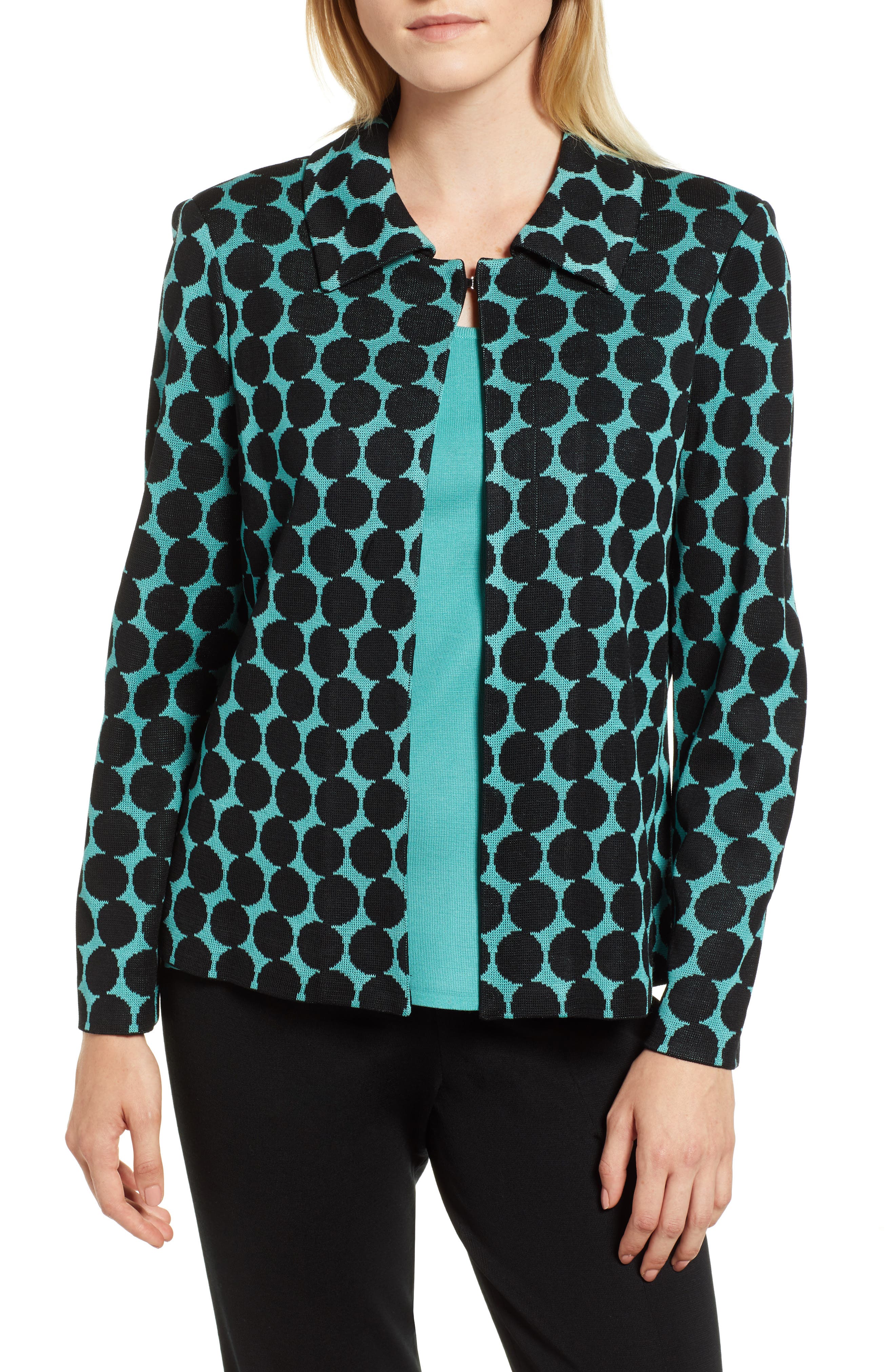 Ming Wang Dot Knit Jacket, Black