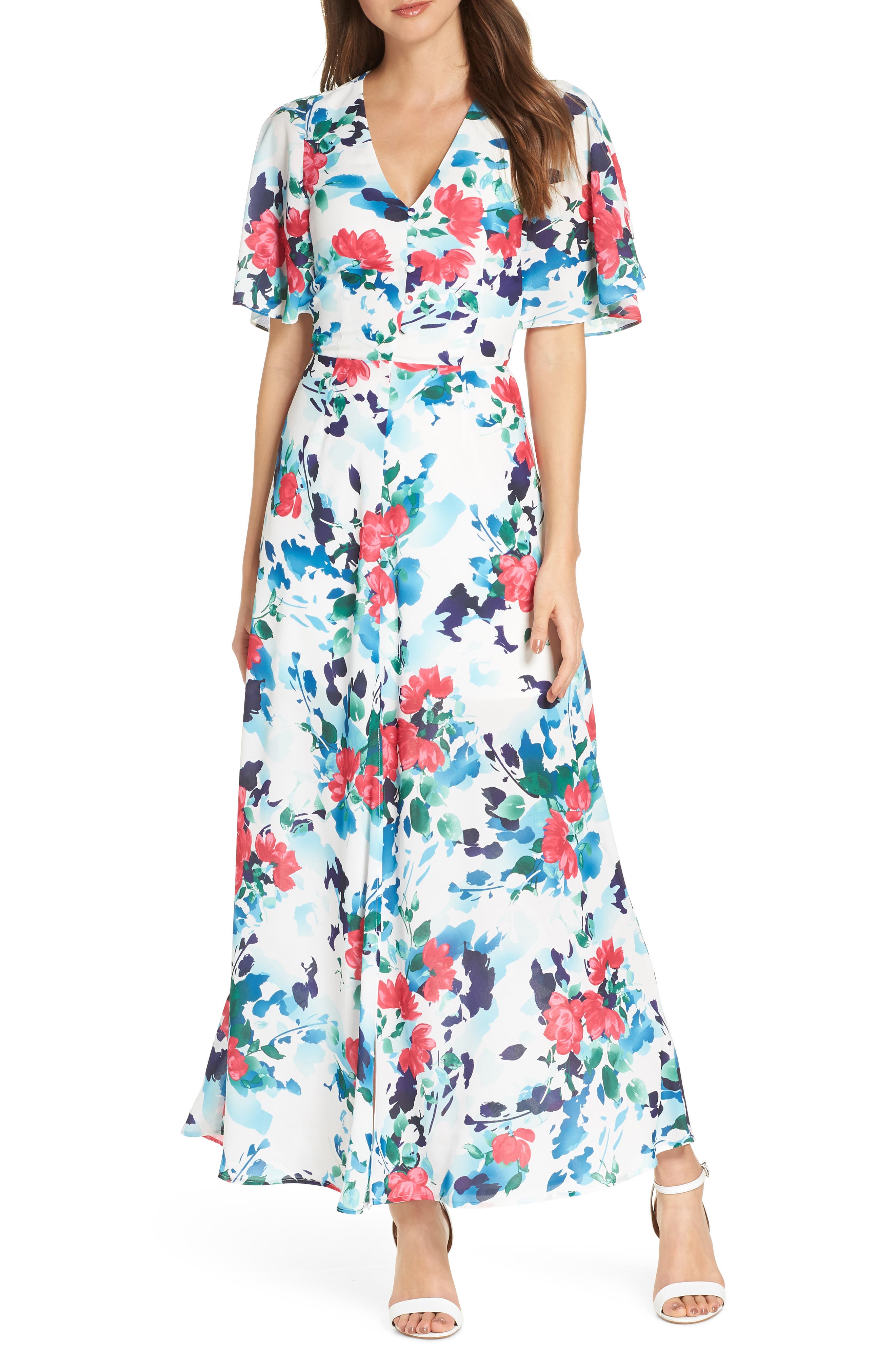 Adelyn Rae Somers Button Front Maxi Dress, White