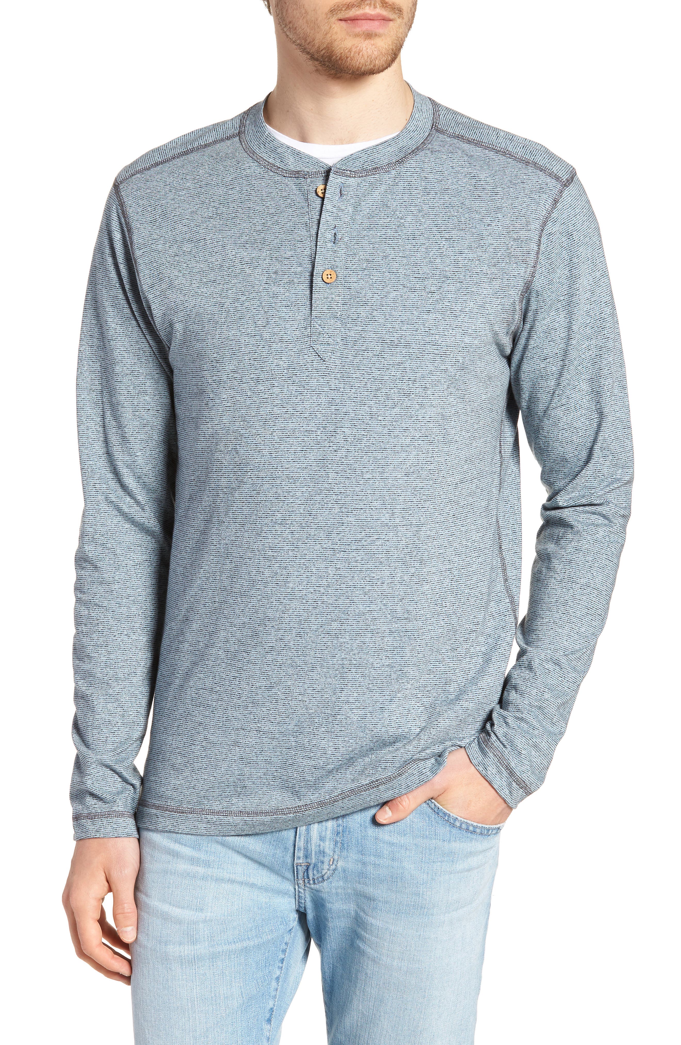 Vintage 1946 Mock Twist Long Sleeve Henley, Blue