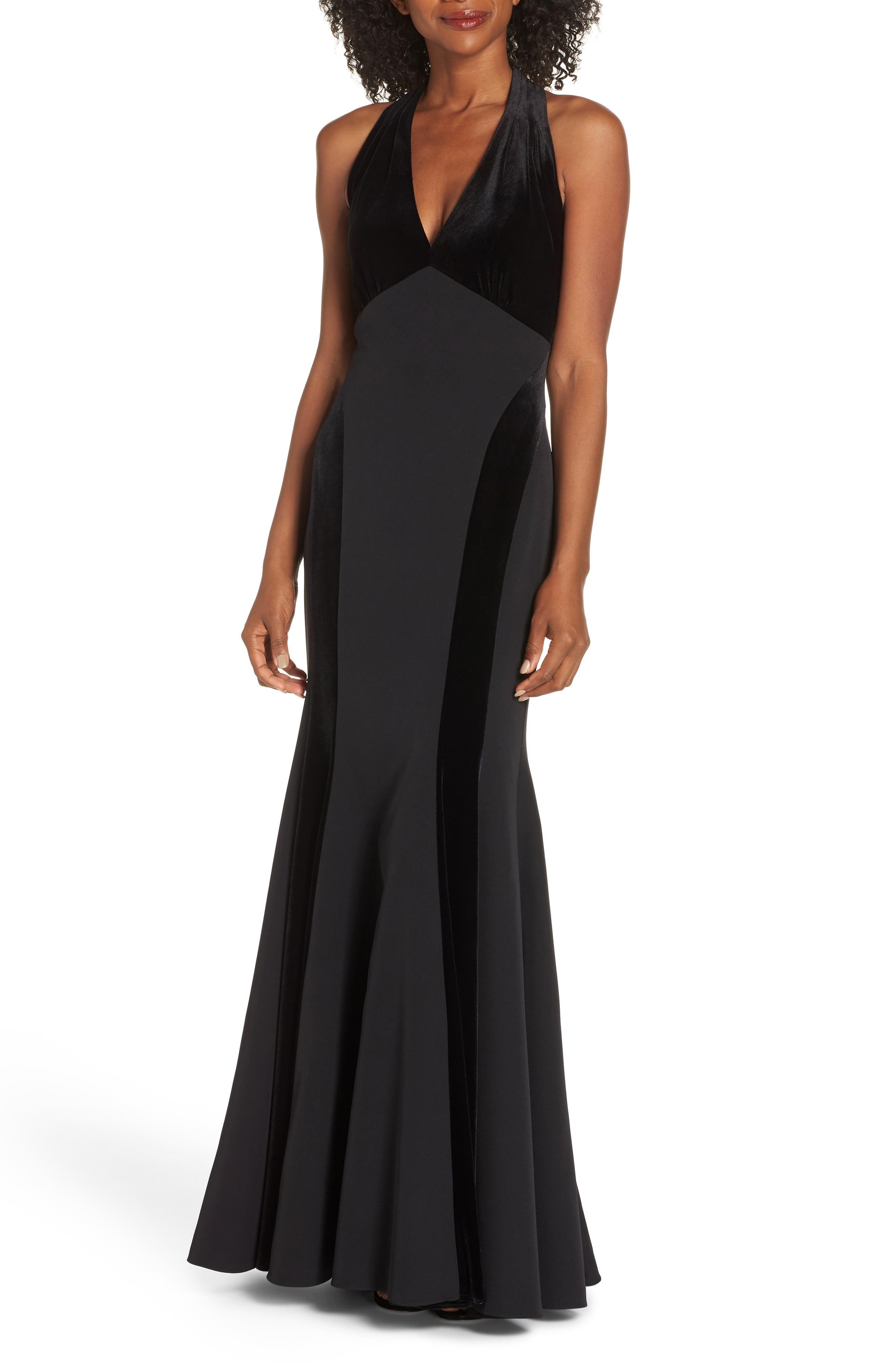 Vince Camuto Halter Gown, Black