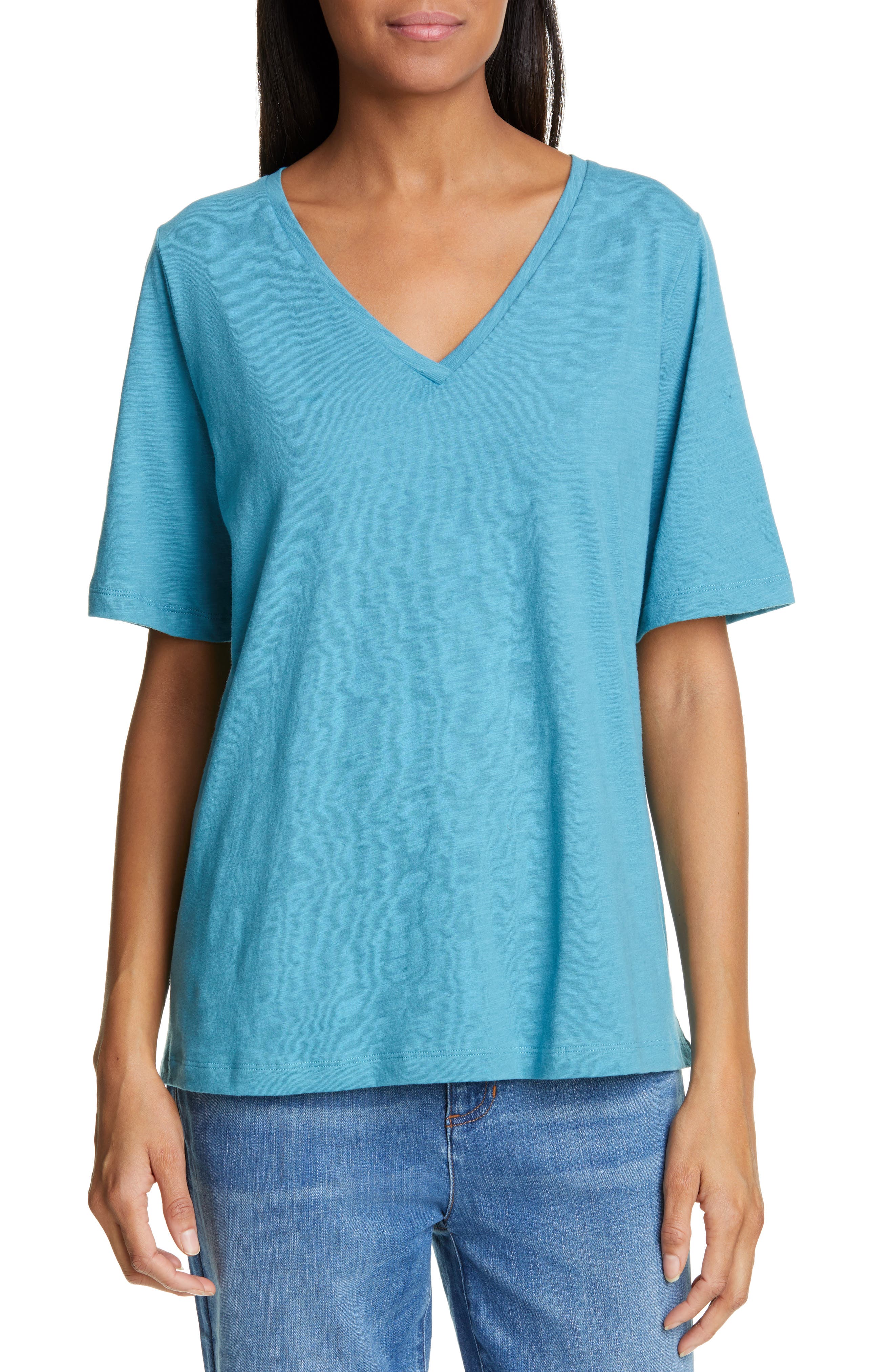 Eileen Fisher V-Neck Organic Cotton Tee