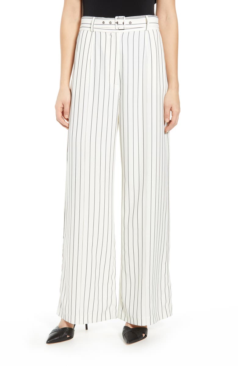 WAYF Layne Wide Leg Trousers, Main, color, IVORY/ WIDE STRIPE