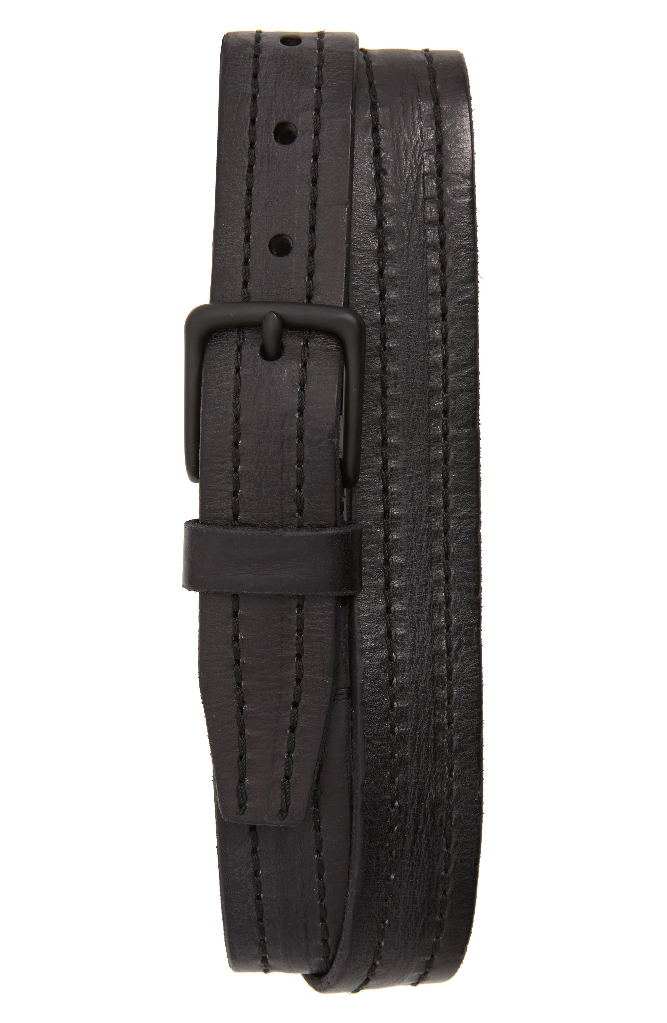 Allsaints Stitched Leather Belt, Black