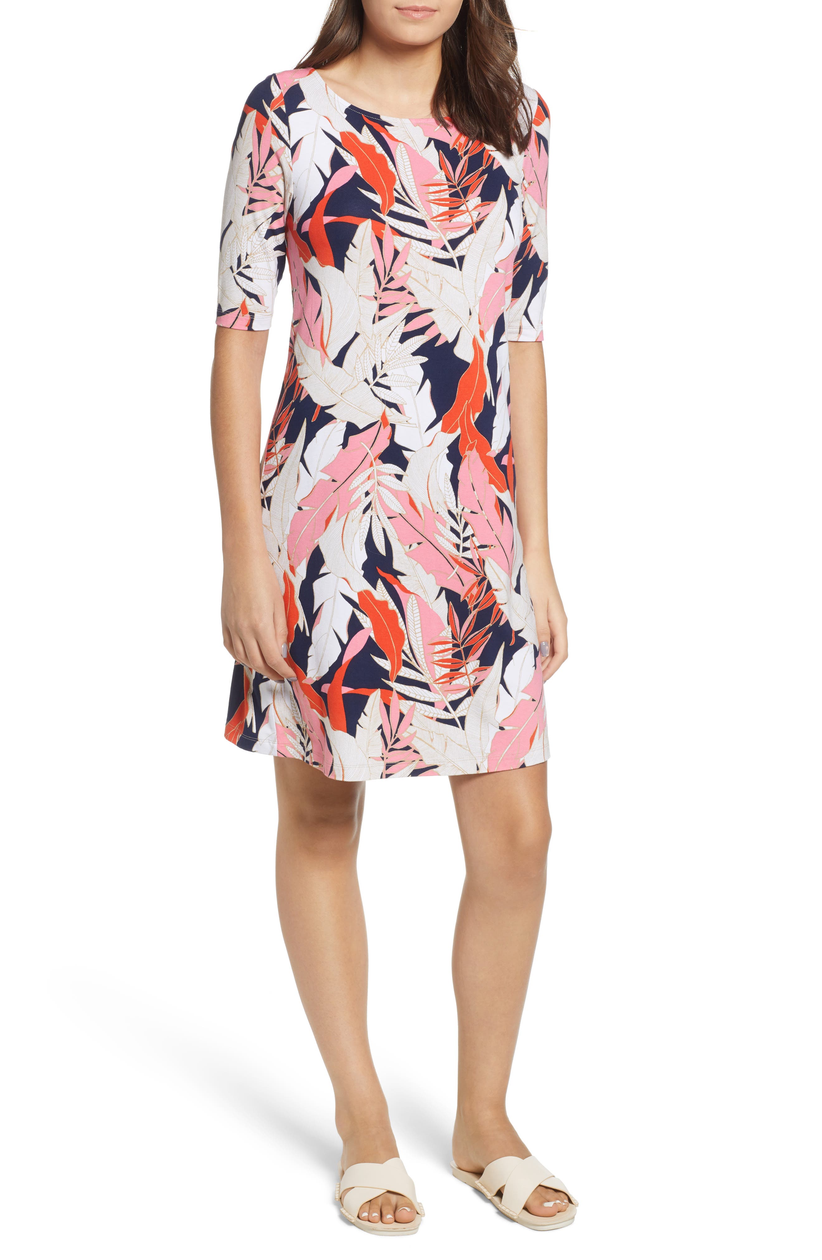 Tommy Bahama Lily Leaf Toss Shift Dress, Pink