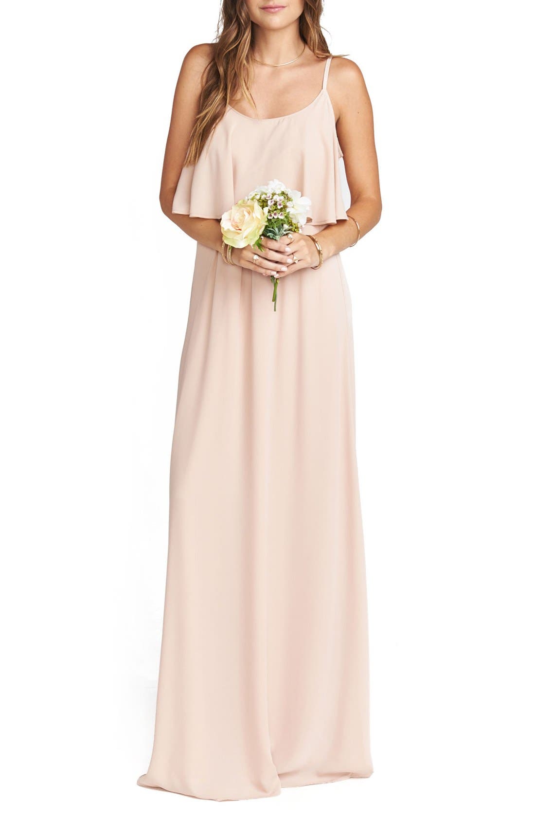 Show Me Your Mumu Caitlin Cold Shoulder Chiffon Gown