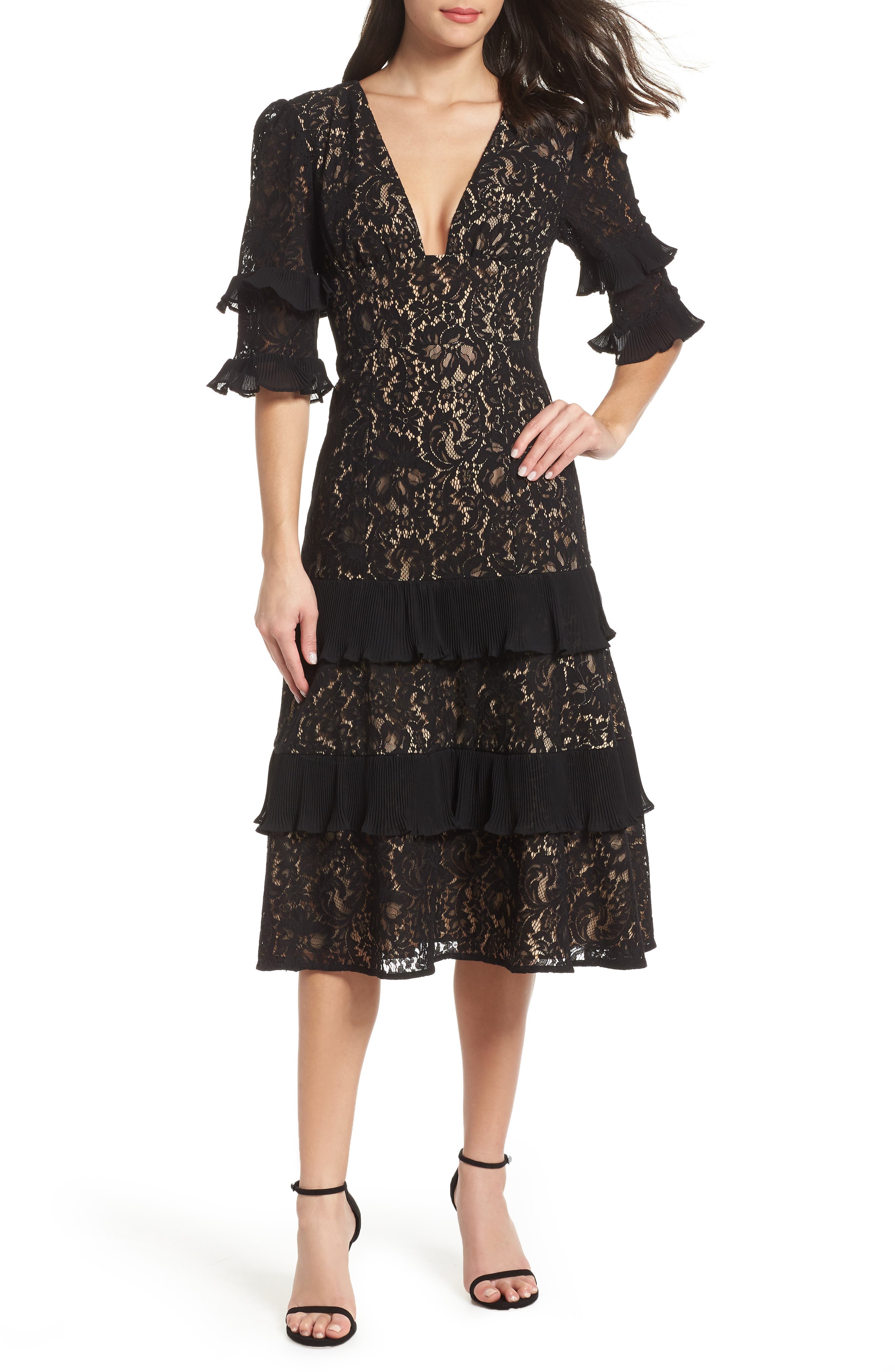 Keepsake The Label Timeless Lace Midi Dress, Black