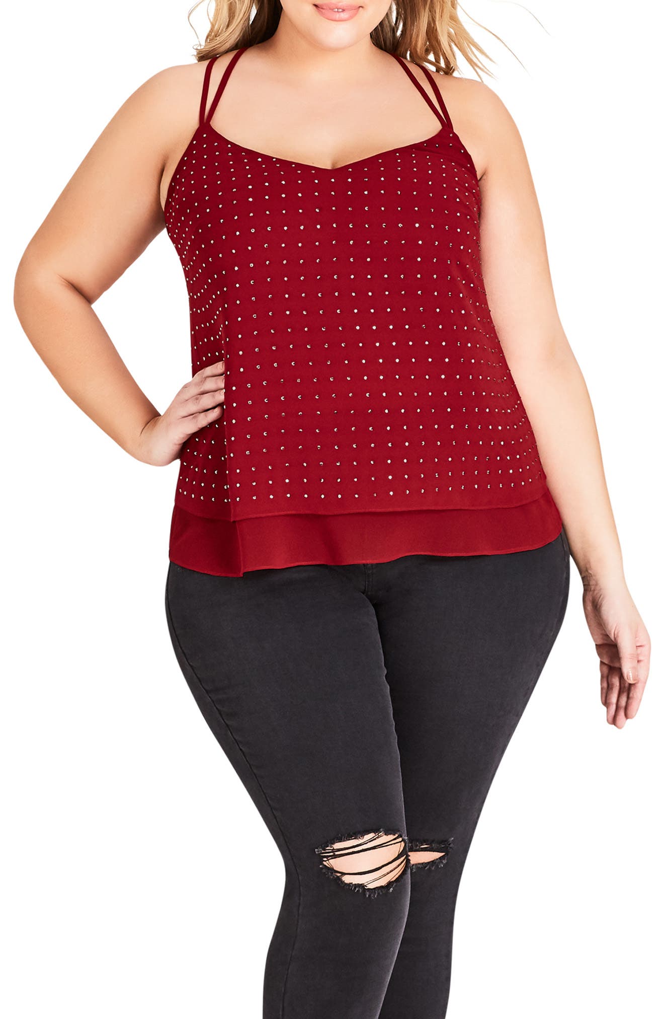 Plus Size City Chic Strappy Nailhead Cami