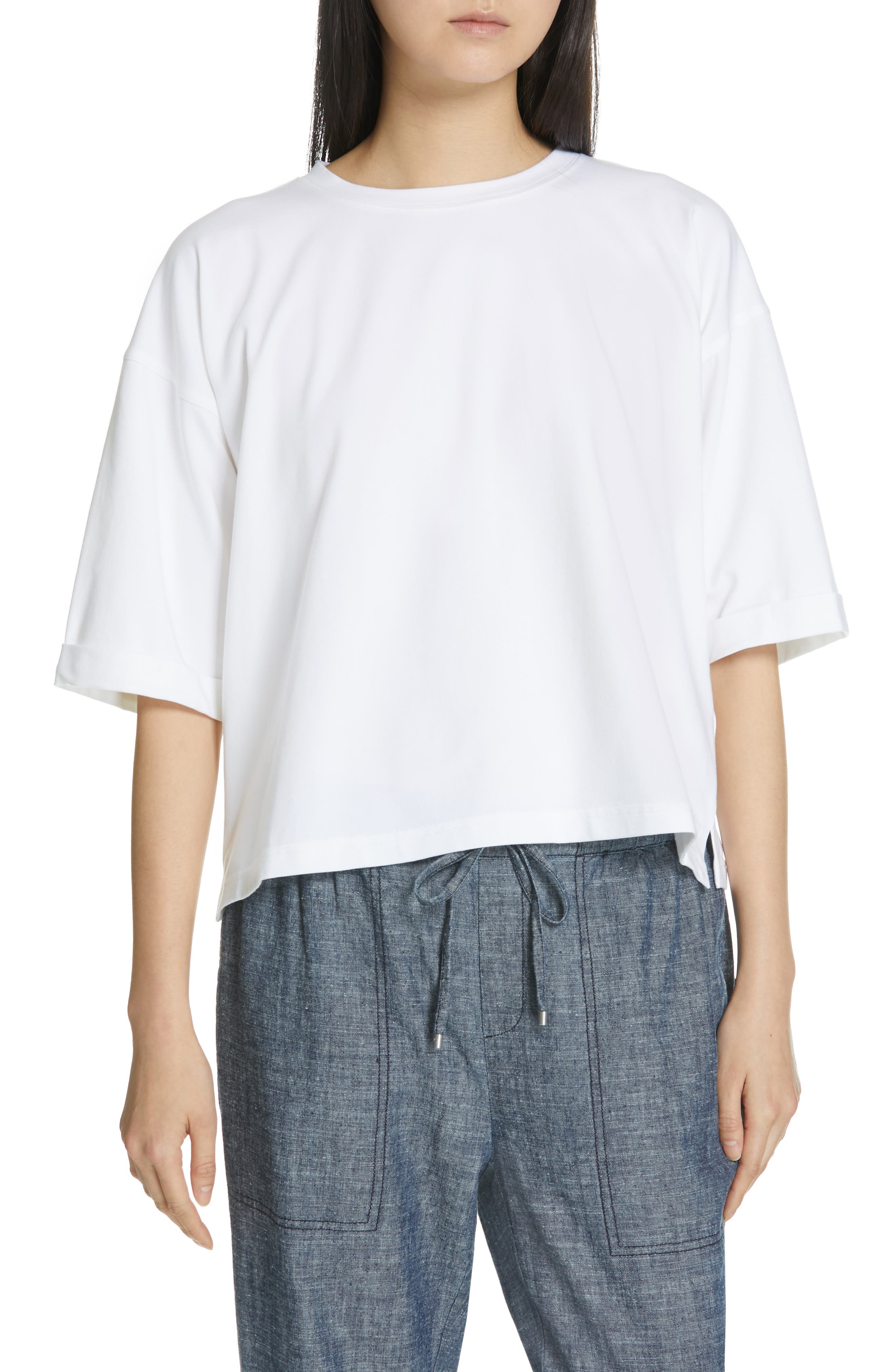 Eileen Fisher Stretch Organic Cotton Top, White