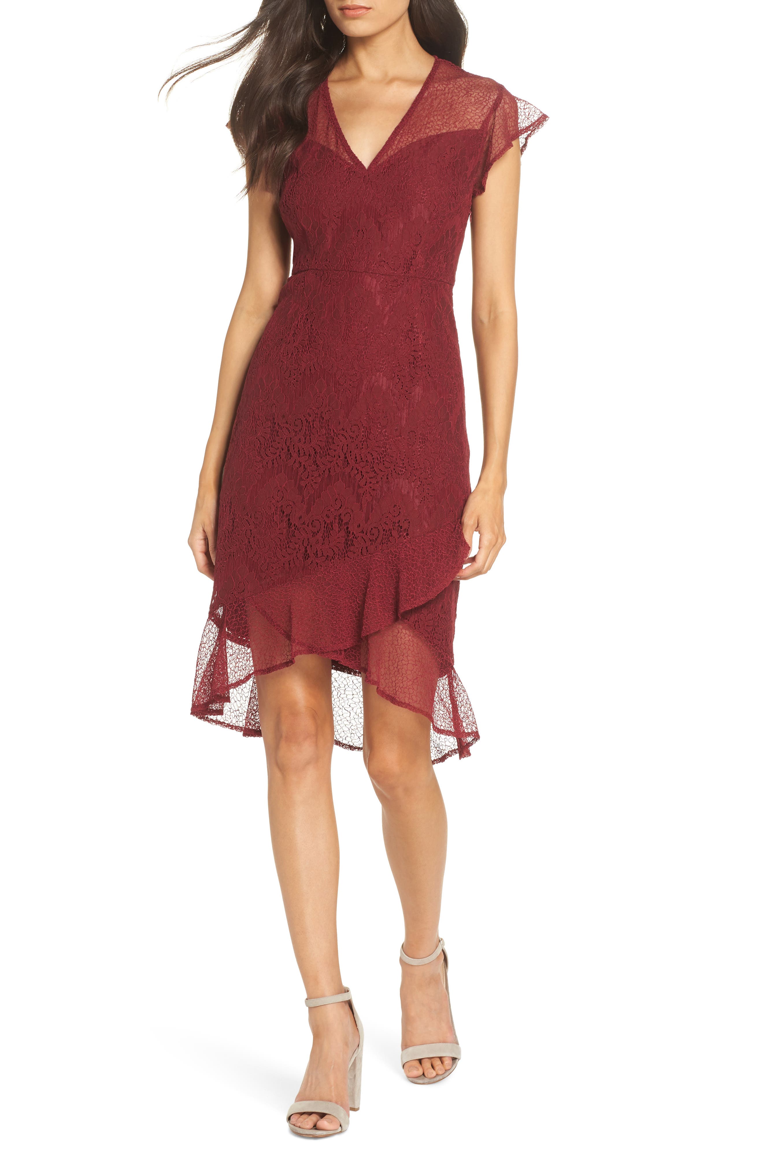 Chelsea28 Mix Lace Dress, Red