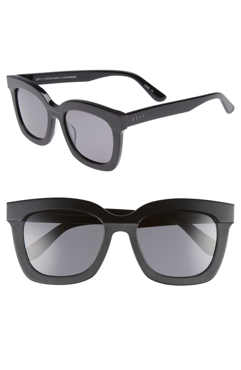 Carson 53mm Polarized Square Sunglasses, Main, color, BLACK/ GREY