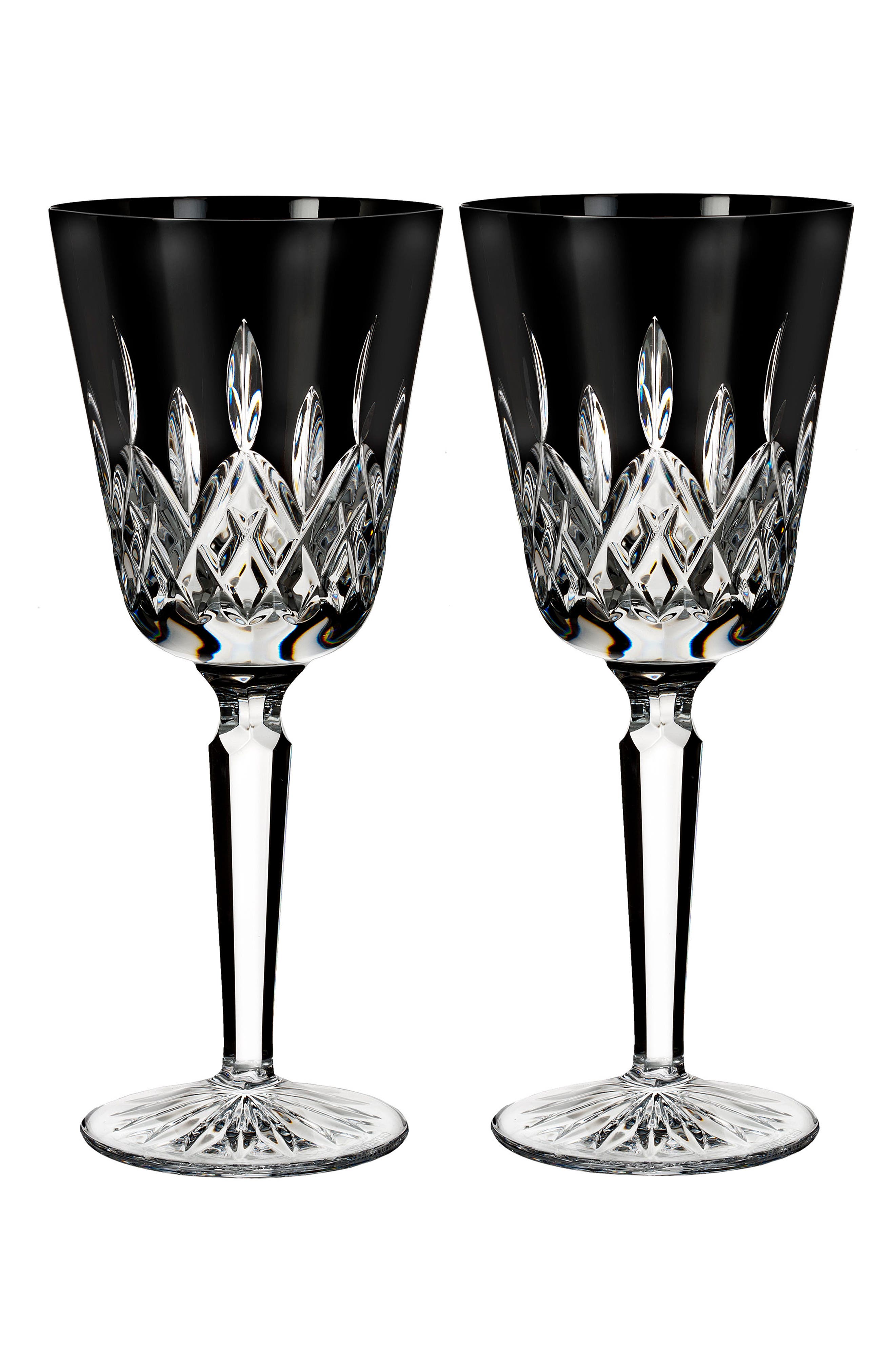 Waterford Lismore Diamond Set of 2 Black Lead Crystal Goblets Nordstrom