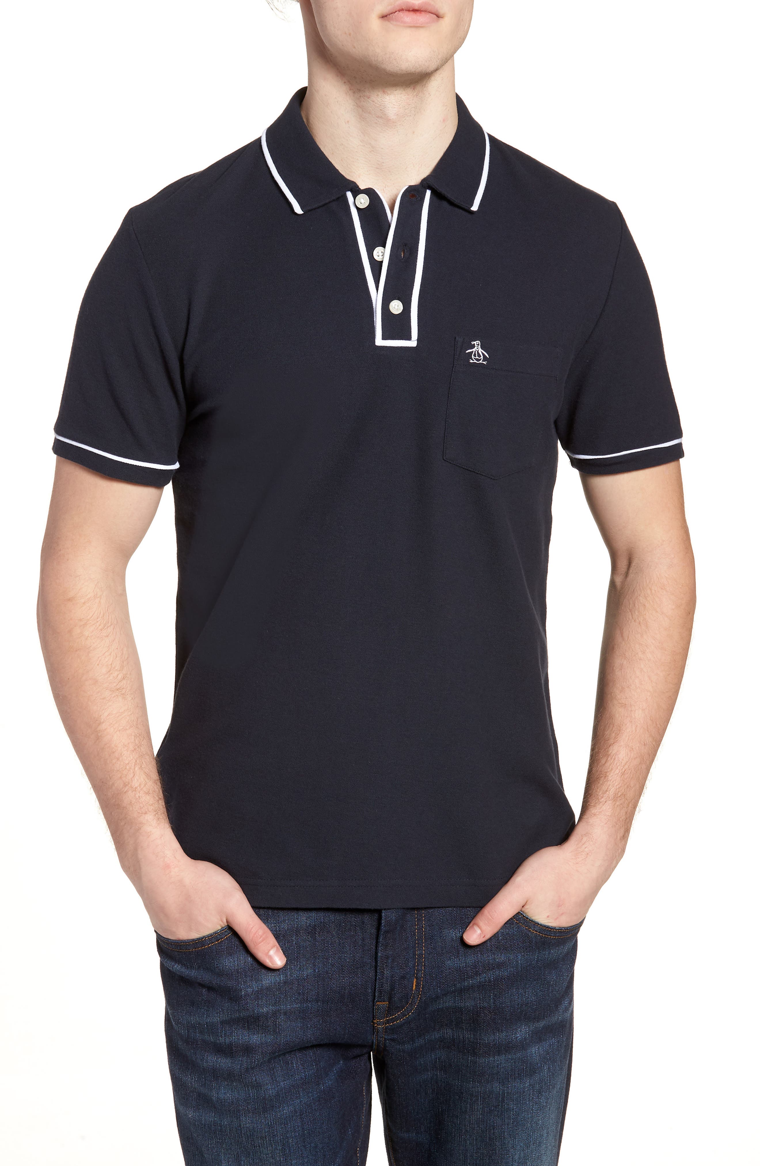 UPC 740670212920 product image for Men's Original Penguin 'Earl' Pique Polo, Size Medium - Blue | upcitemdb.com