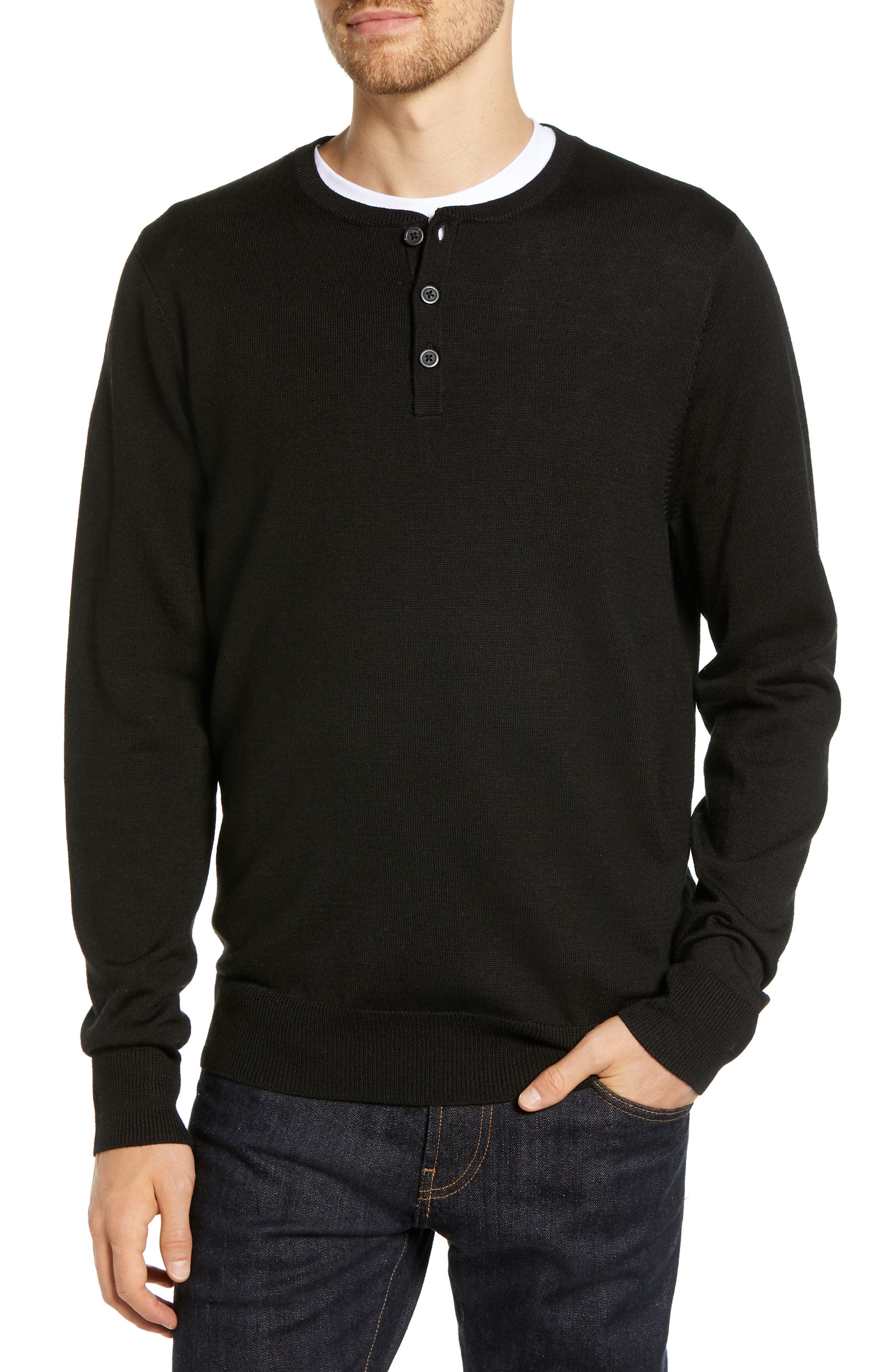 Nordstrom Shop Regular Fit Wool Blend Henley Sweater
