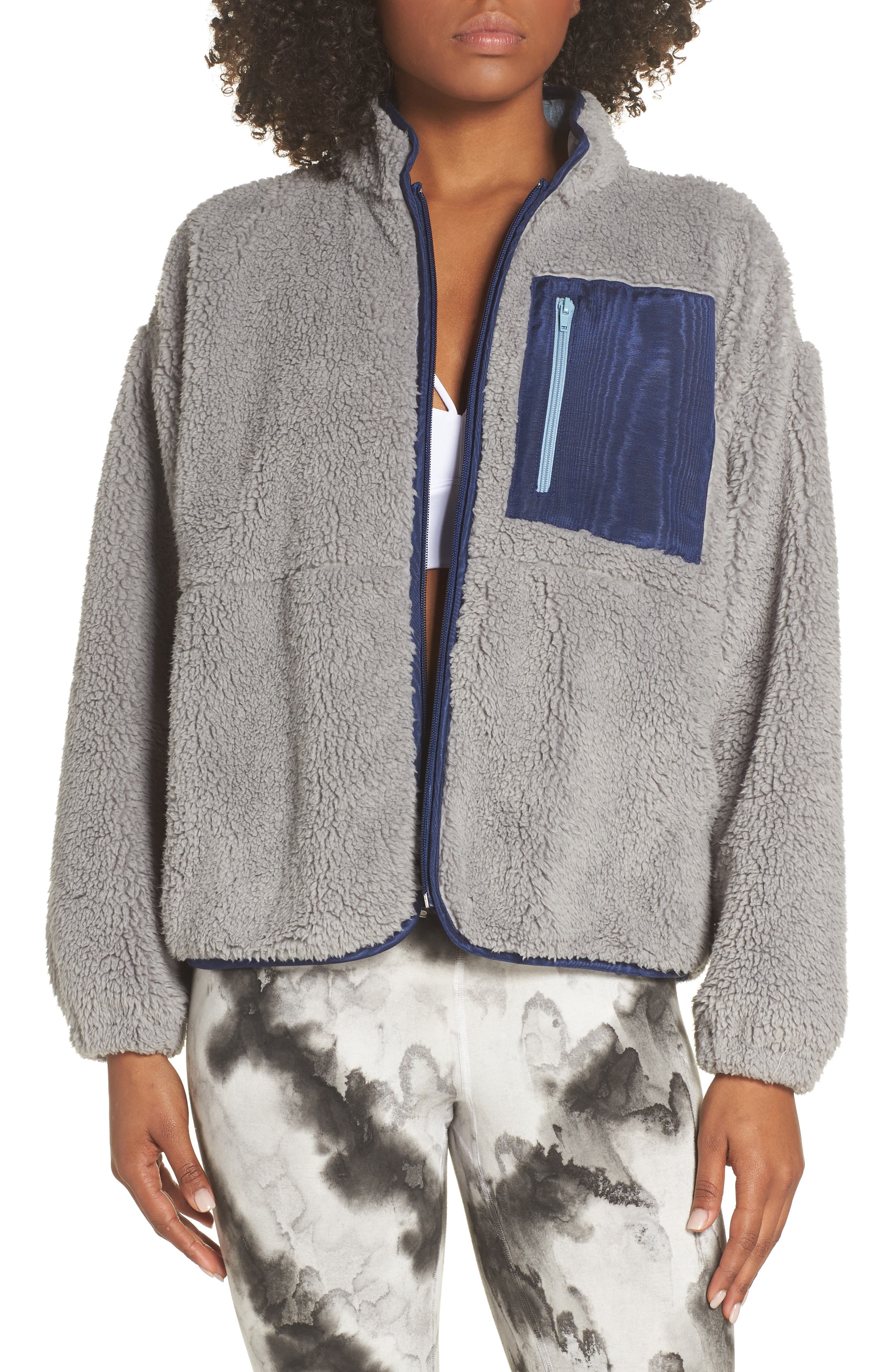Electric & Rose Speedway High Pile Fleece Jacket, Grey
