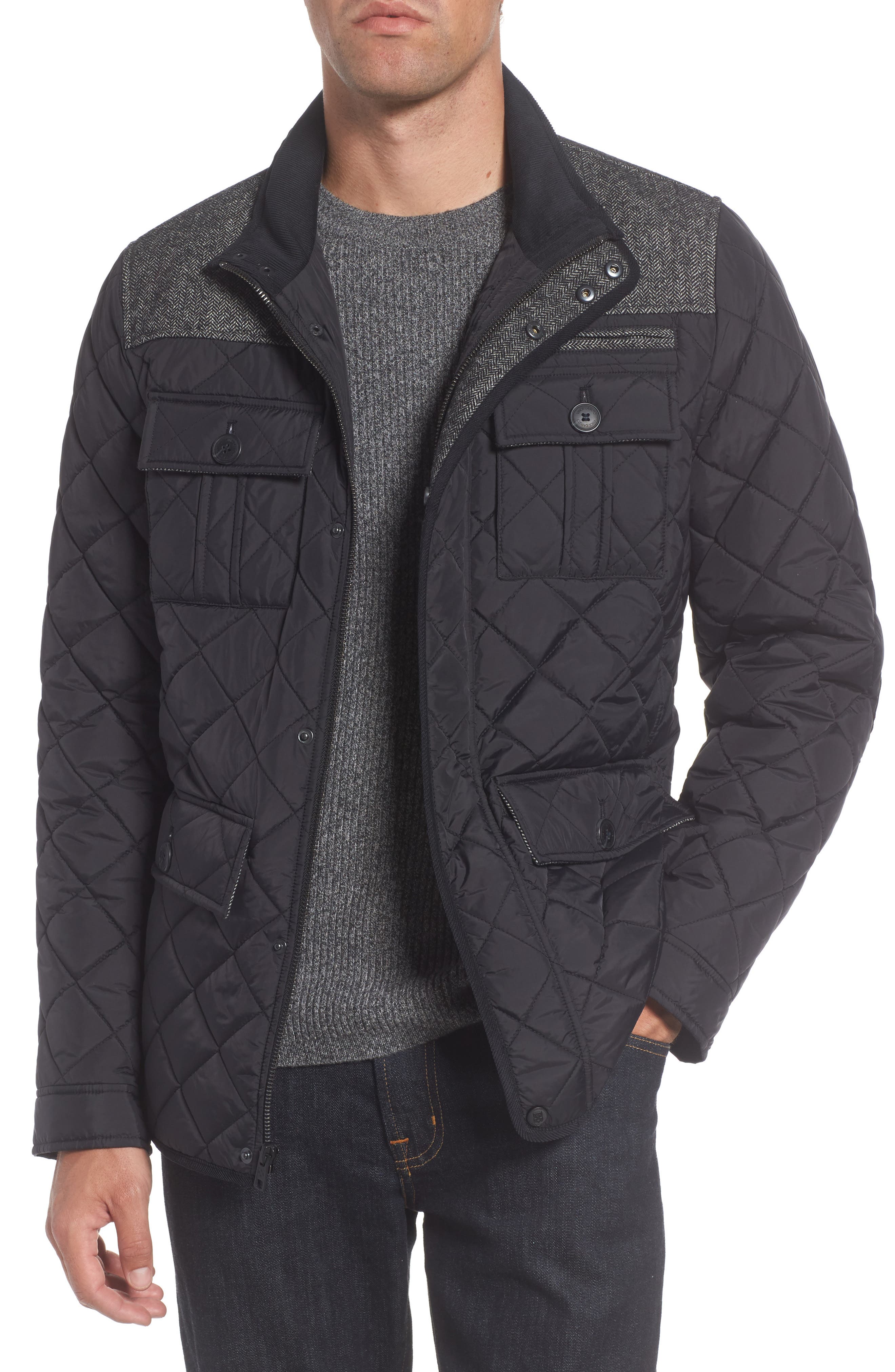 Vince Camuto Diamond Quilted Full Zip Jacket, Black (Online Only)