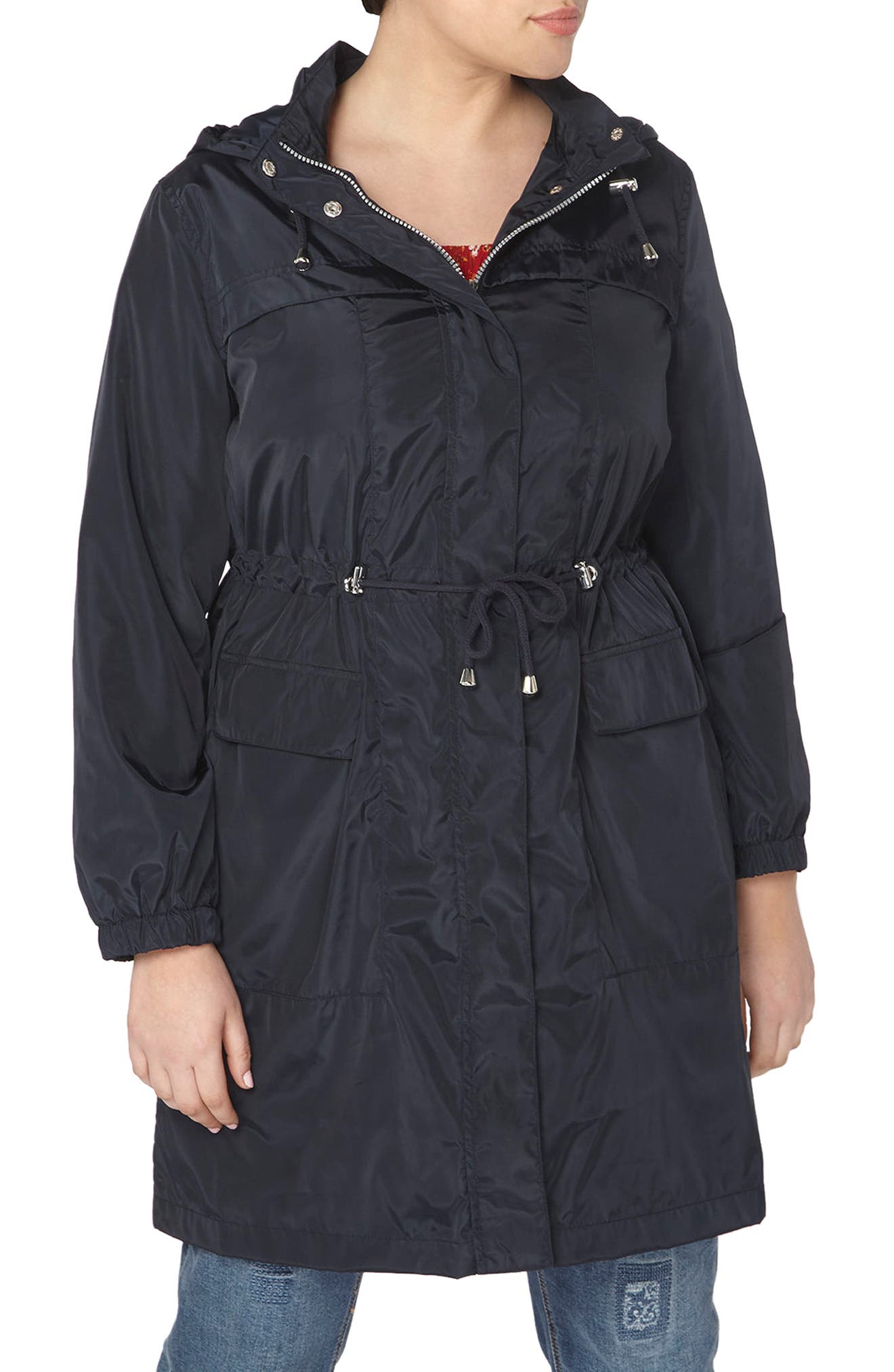 Evans Longline Hooded Raincoat (Plus Size) Nordstrom