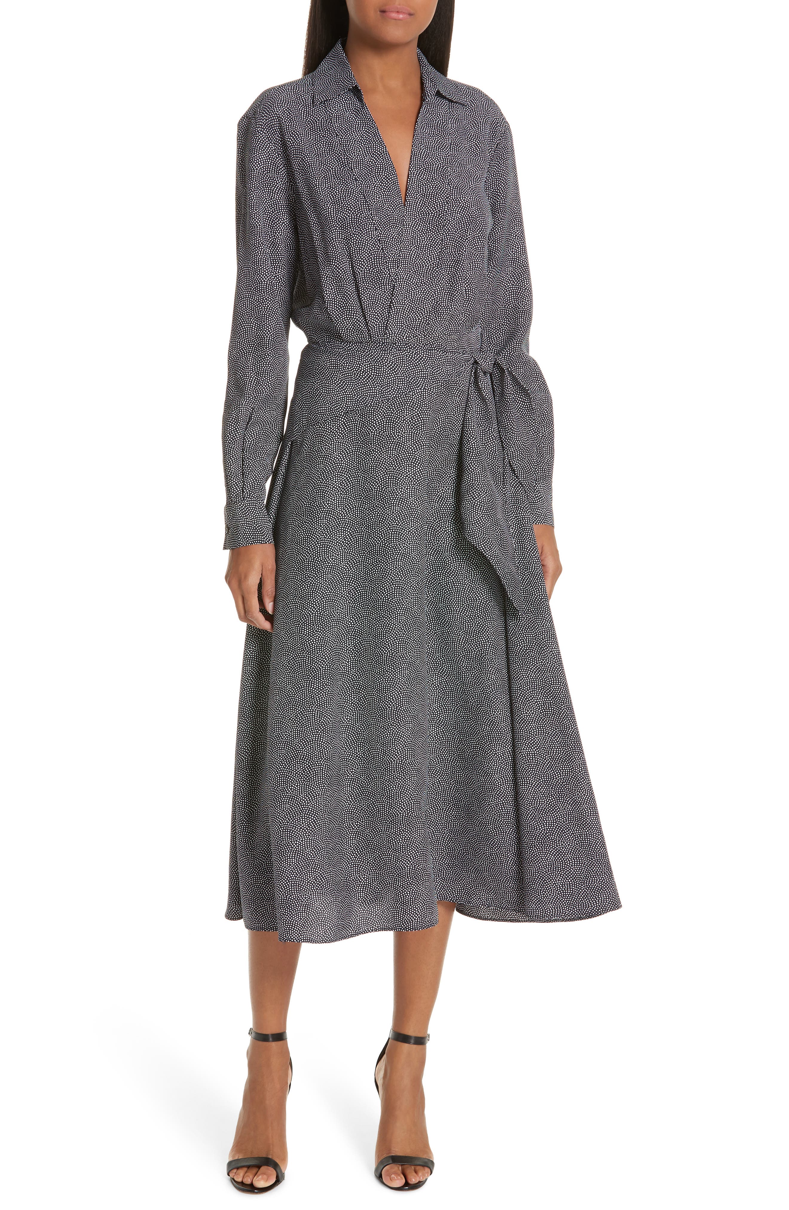Equipment Vivienne Faux Wrap Midi Dress, Grey