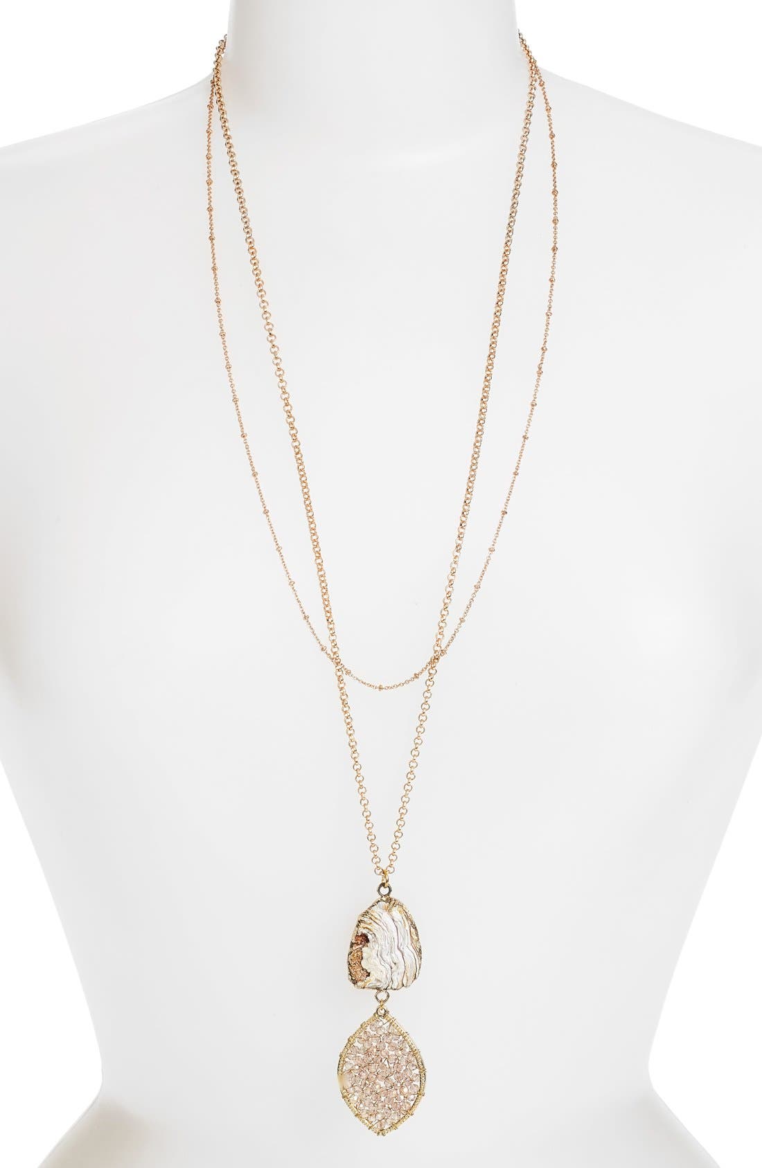 Panacea Stone & Beaded Crystal Pendant Layered Necklace Nordstrom