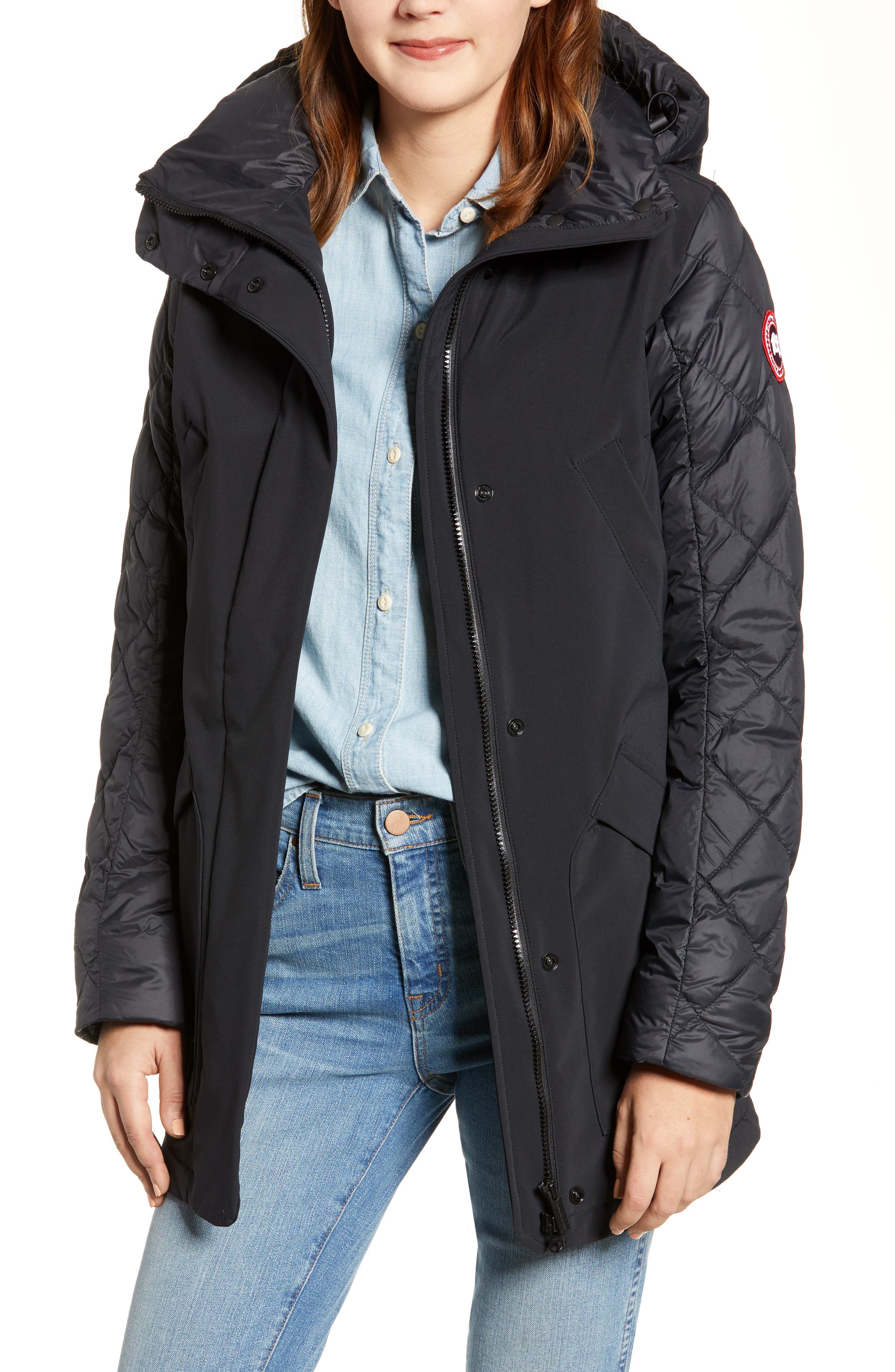 Canada Goose Berkley 675 Fill Power Hooded Waterproof Jacket, (10-12) - Black