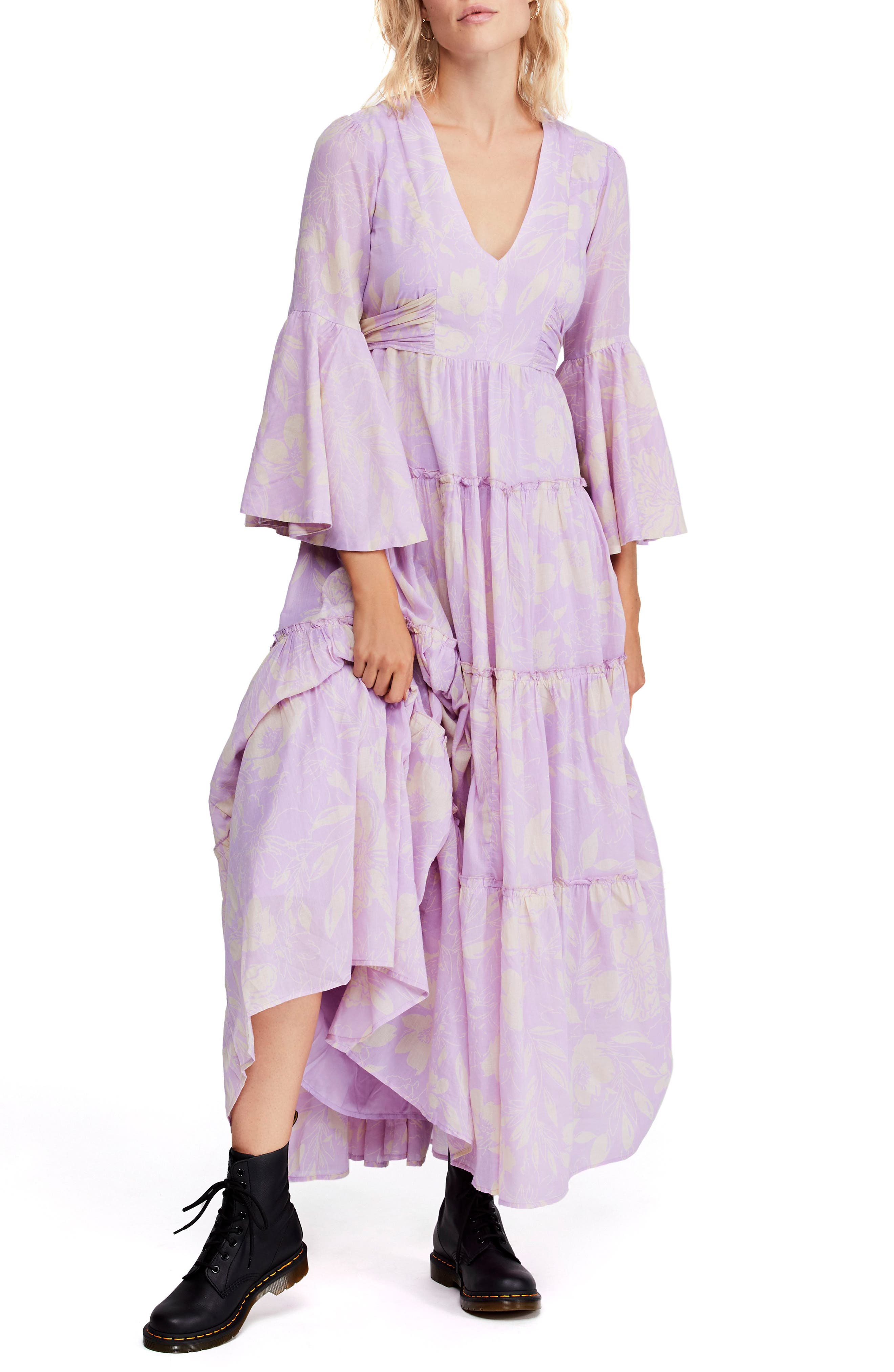 Free People Carmen Tie Back Maxi Dress, Purple