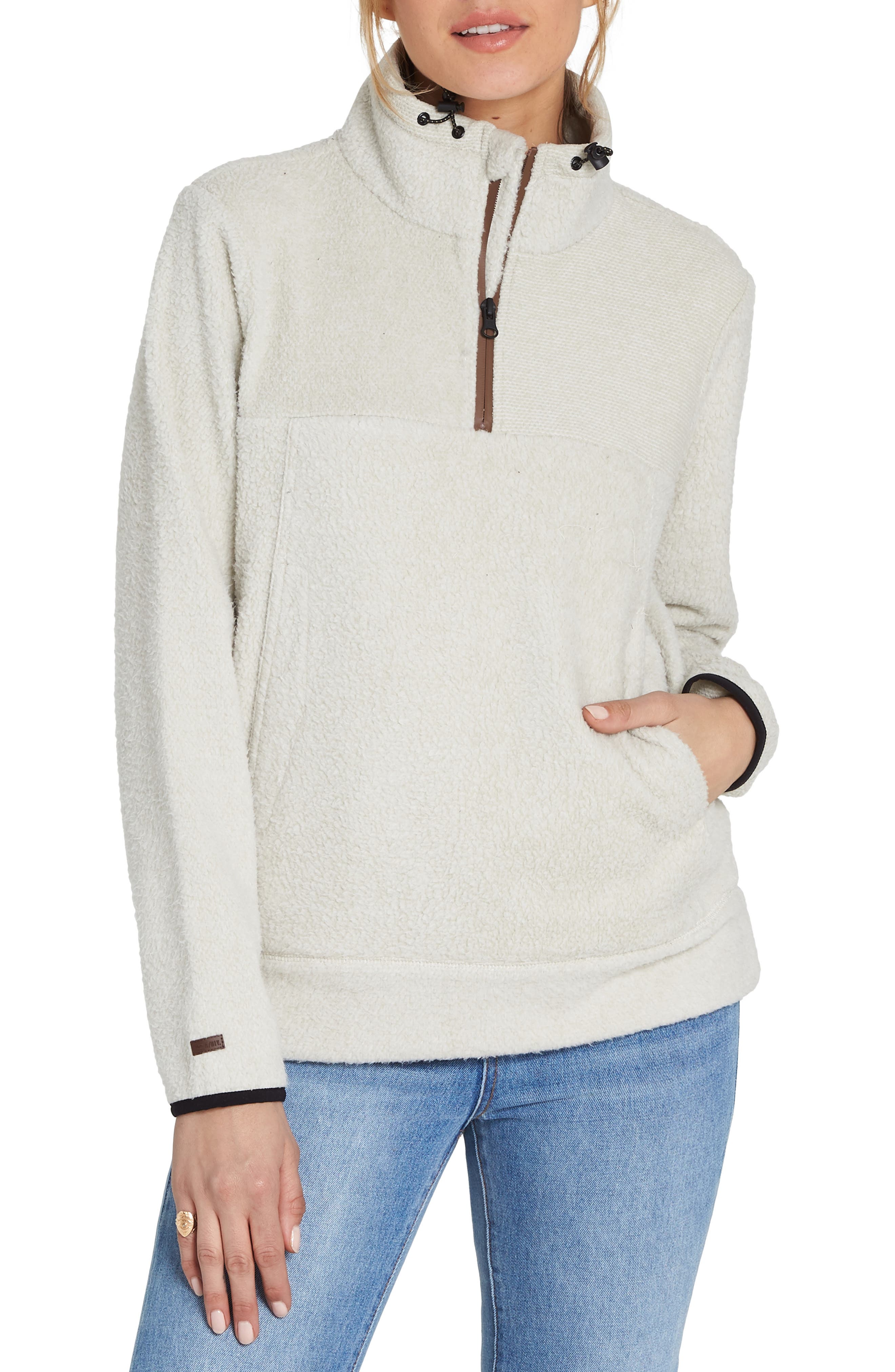 Billabong Boundary Fleece Quarter Zip Pullover, Ivory