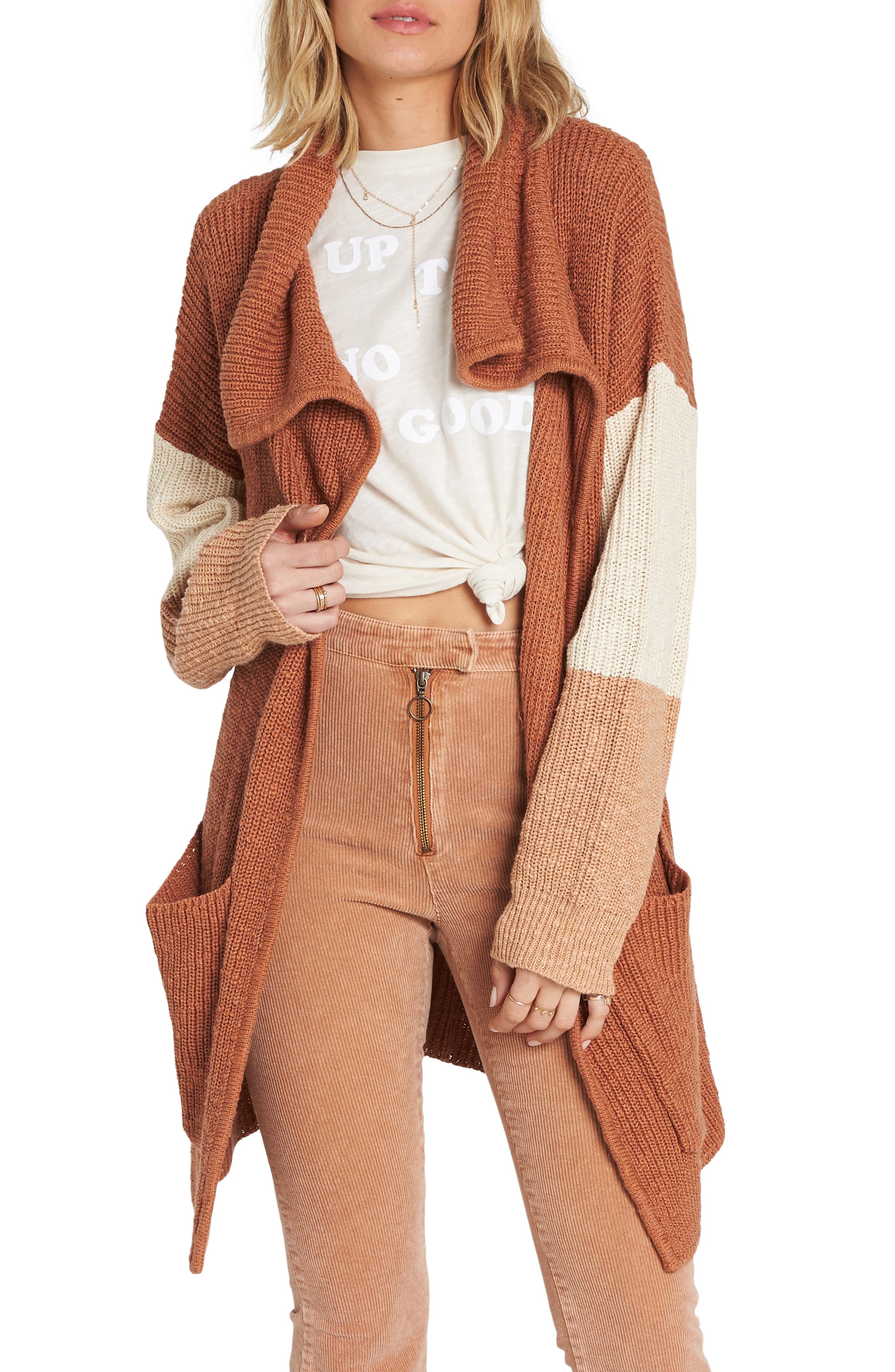 New Comer Cardigan,                        Main,                        color, TOFFEE