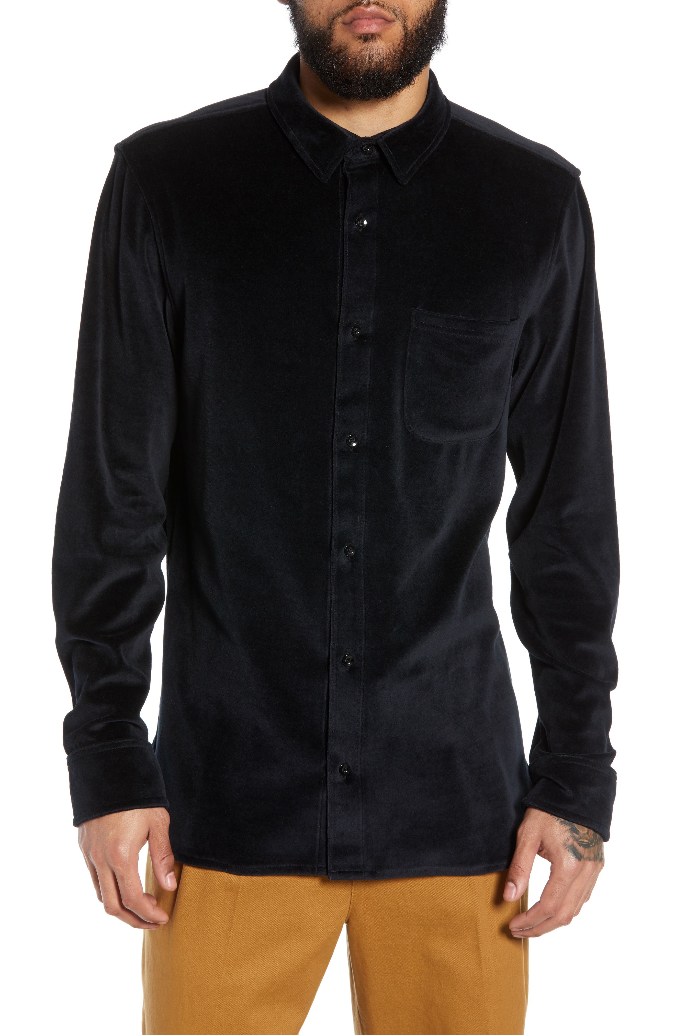 The Rail Velour Sport Shirt, Black