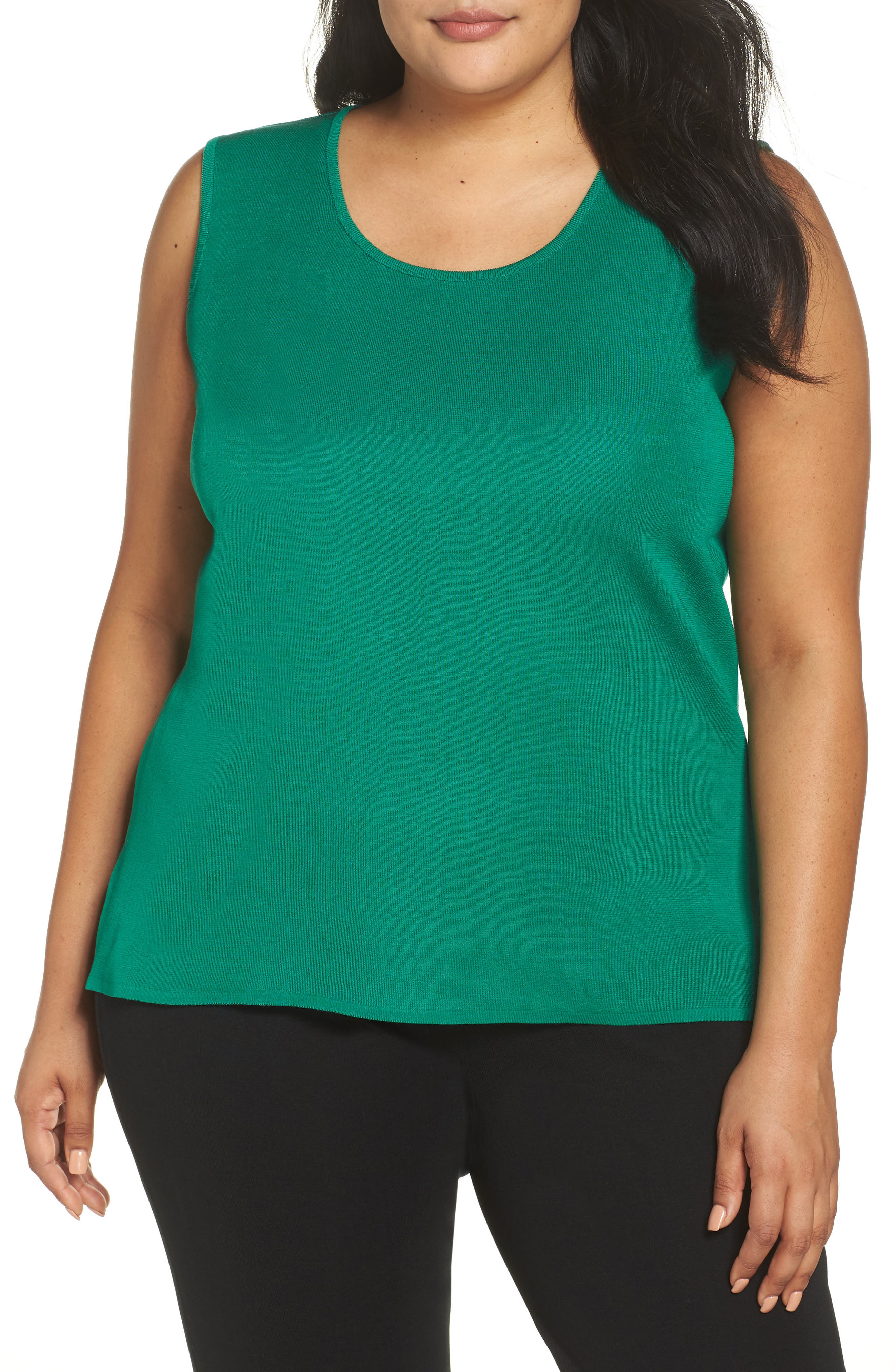 Plus Size Ming Wang Knit Tank, Green