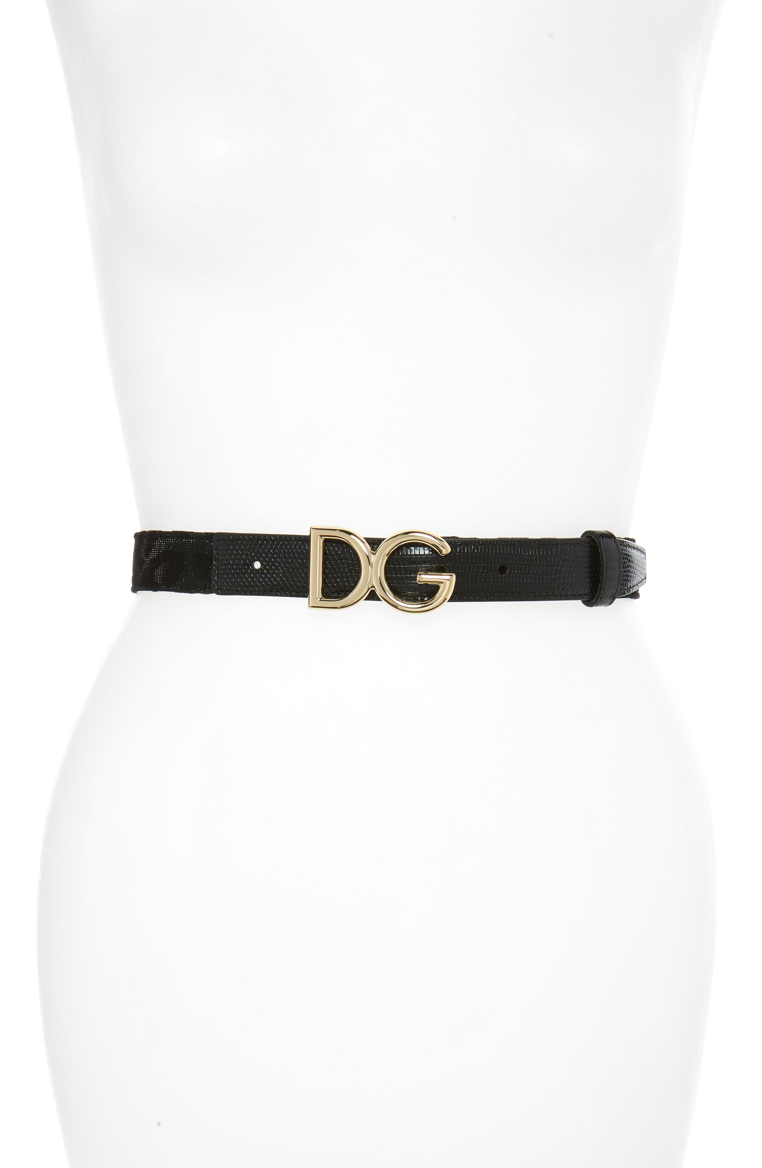 Dolce & gabbana Night Leo Iguana Stamp Belt, Nero
